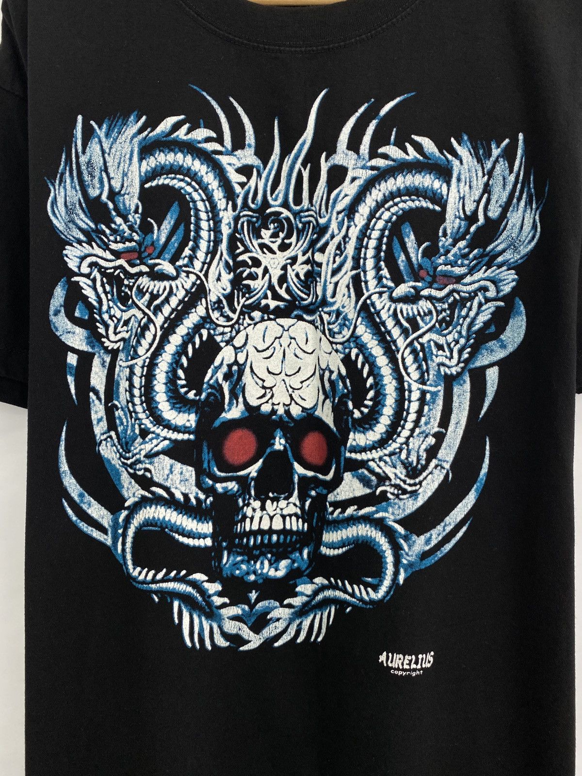 4GSELLER 💀 Vintage Skull Dragon All Over Print T-Shirt Y2K Retro Rare Size US XL / EU 56 / 4 - 4 Thumbnail