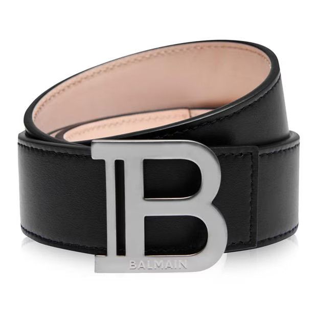 Balmain o1g2r1mq0424 Size: 90 Logo Belts in Noir & Silver