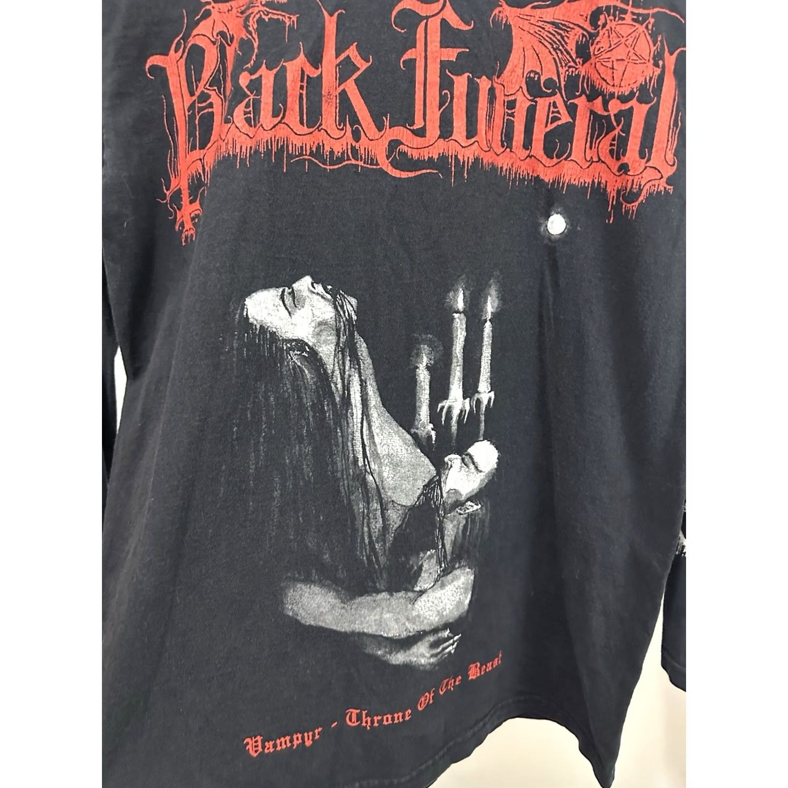 Fruit Of The Loom VTG Black Funeral Grim Medieval Vampiric Black Metal Long Sleeve Band T-Shirt S Mens Size US S / EU 44-46 / 1 - 5 Thumbnail