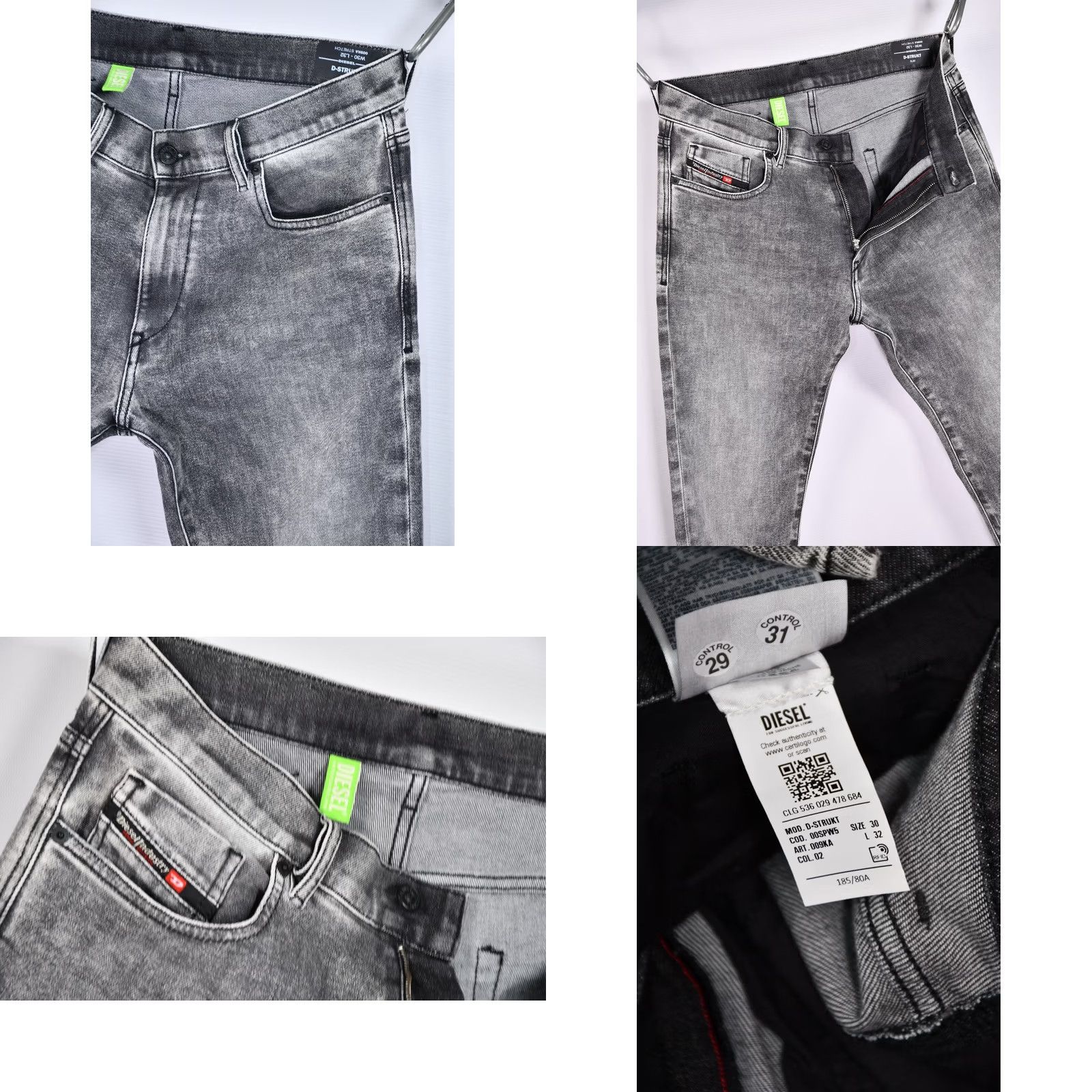 Diesel DIESEL D-STRUKT SLIM 009KA STRETCH JEANS W30/L32 MEN GRAY 88% COTTON 11% POLYESTER 1% ELASTANE Denim Slim Jeans Size US 30 / EU 46 - 8 Thumbnail