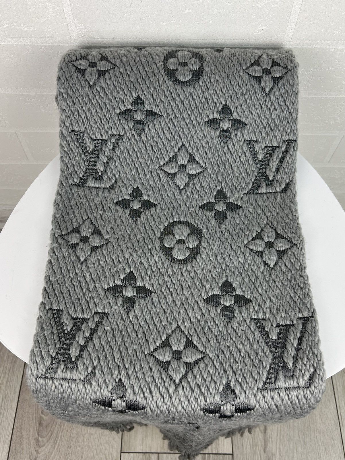 Louis Vuitton LOUIS VUITTON Scarf Echarpe LV Logomania Monogram Wool Silk Size ONE SIZE - 11 Thumbnail