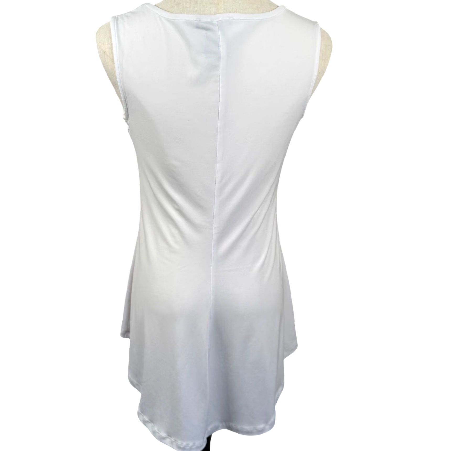 Vintage Chelsea & Theodore Womens Tank Top White S Scoop Neck Sleeveless High-Low Hem Stretch Jersey Basic Casual Workwear Size S / US 4 / IT 40 - 3 Thumbnail