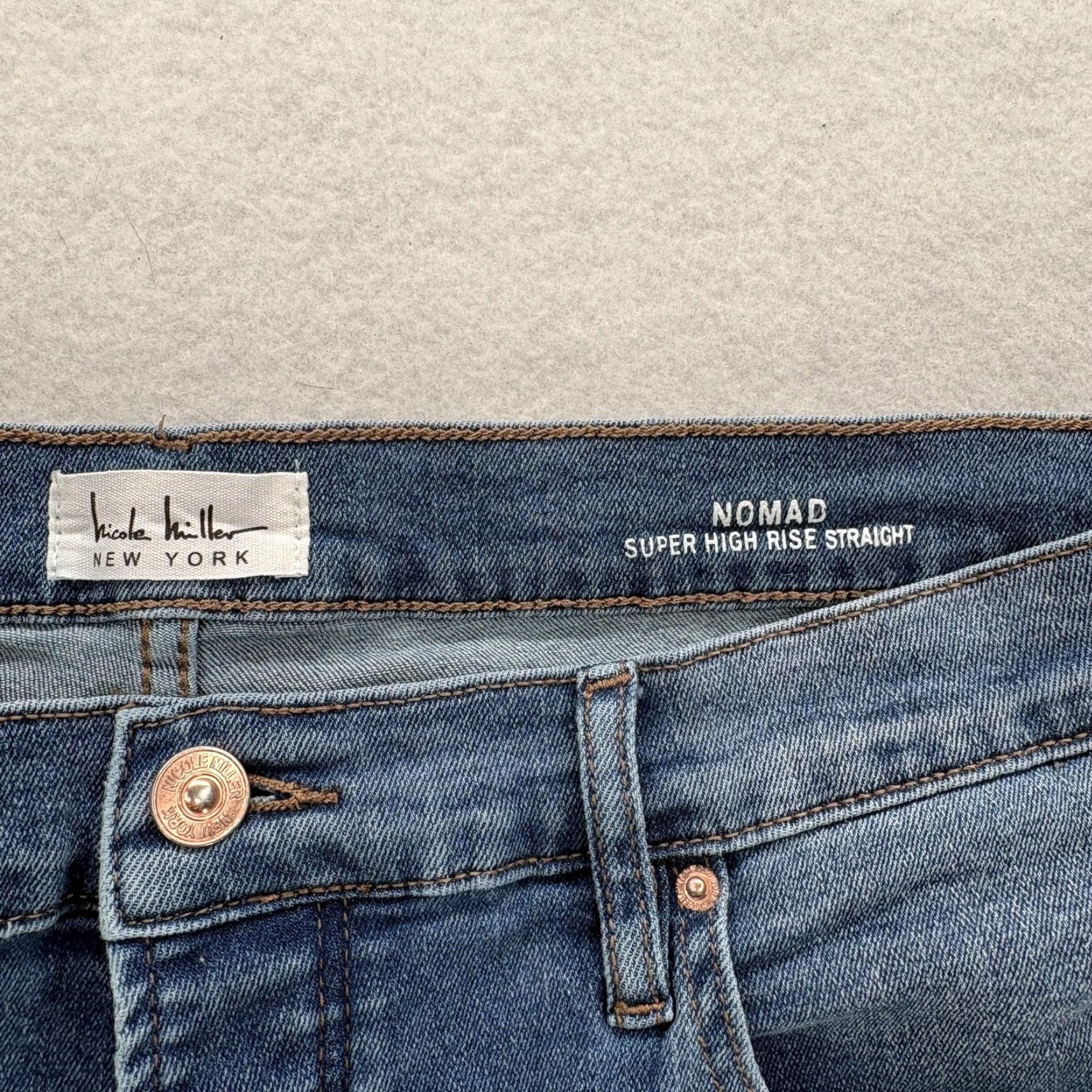 Nicole Miller Nicole Miller Nomad Jeans Womens 16 Blue Stretch Denim High Rise Straight Crop 5-Pocket Size 38" / US 16 / IT 52 - 5 Thumbnail
