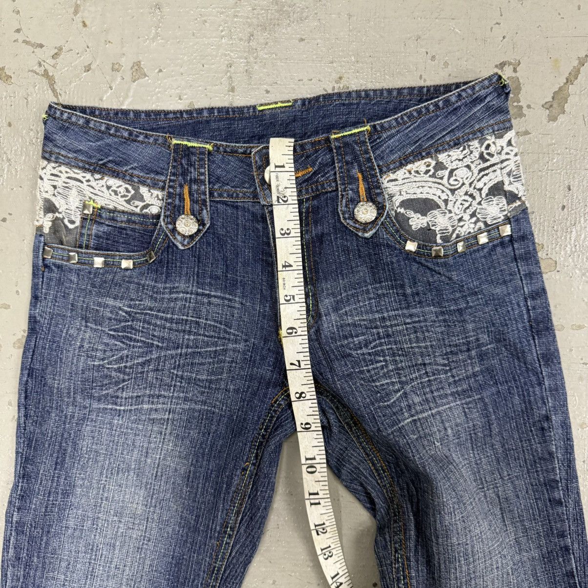 Hedi Slimane Denim bell bottom slim punk gothic japanese stud white lace Size US 28 / EU 44 - 5 Thumbnail