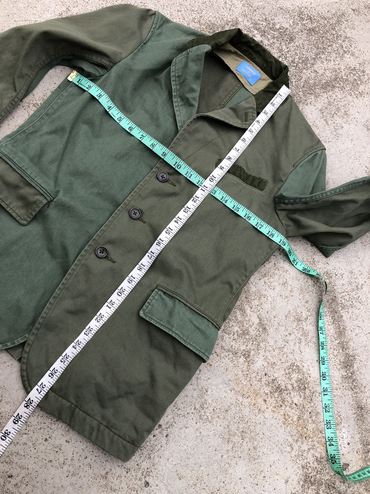 Japanese Brand RECONSTRUCTED BLAZER BY YARDAGE MARVY JAMOKE Size 36S - 9 Thumbnail