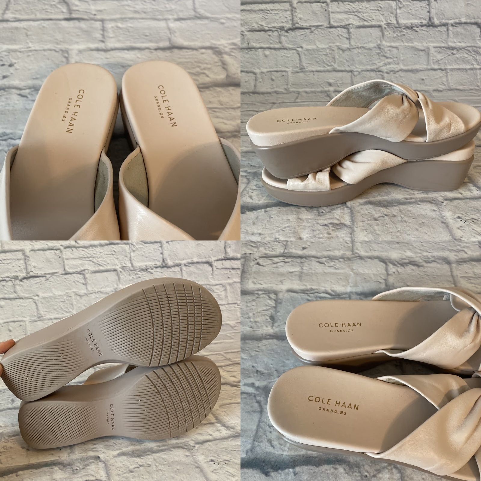Cole Haan Cole Haan Grand OS Slide Sandals Cross Straps Wedge Heels Beige Women’s Size 10 Size US 8 / IT 38 - 8 Thumbnail