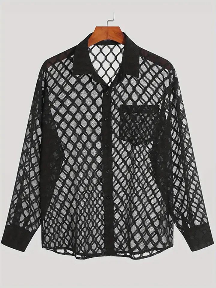 Other Black Mesh Casual Collared Loose Black Shirt Size US M / EU 48-50 / 2 - 8 Thumbnail