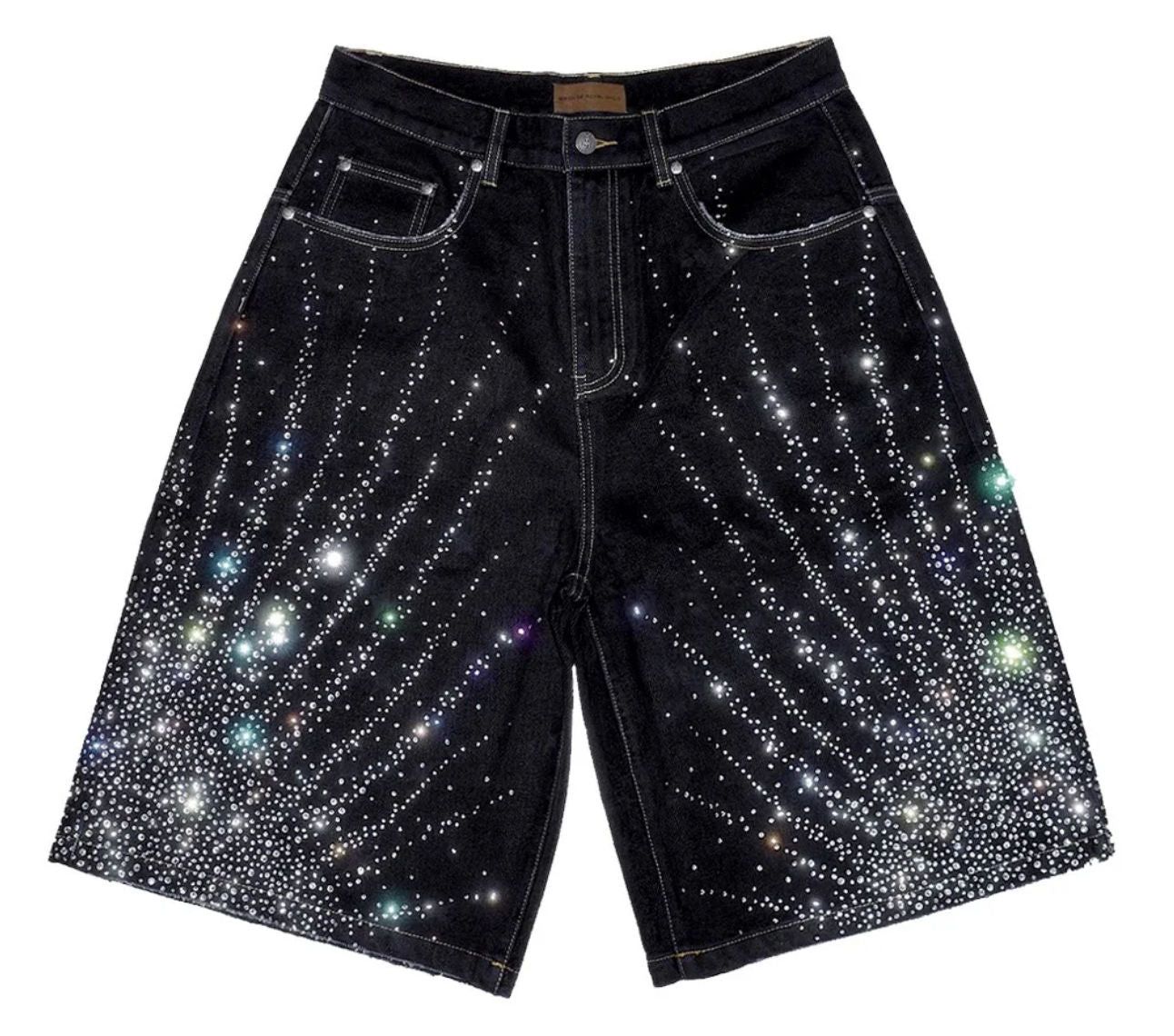 20K Diamond Starlight Denim Shorts IN Black