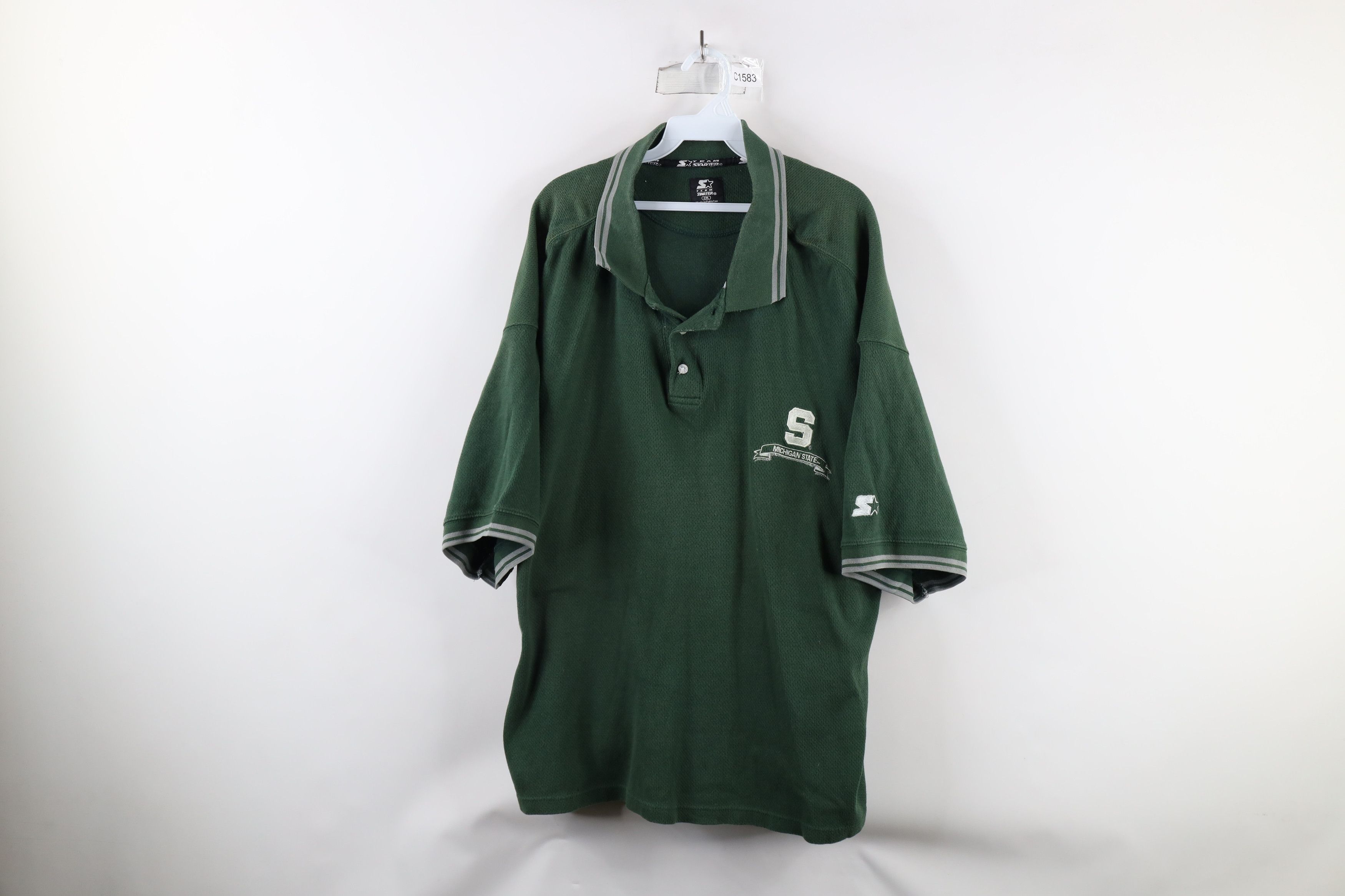 Starter × Vintage Vintage 90s Starter Out Michigan State University Polo Shirt Size US XXL / EU 58 / 5 - 1 Thumbnail