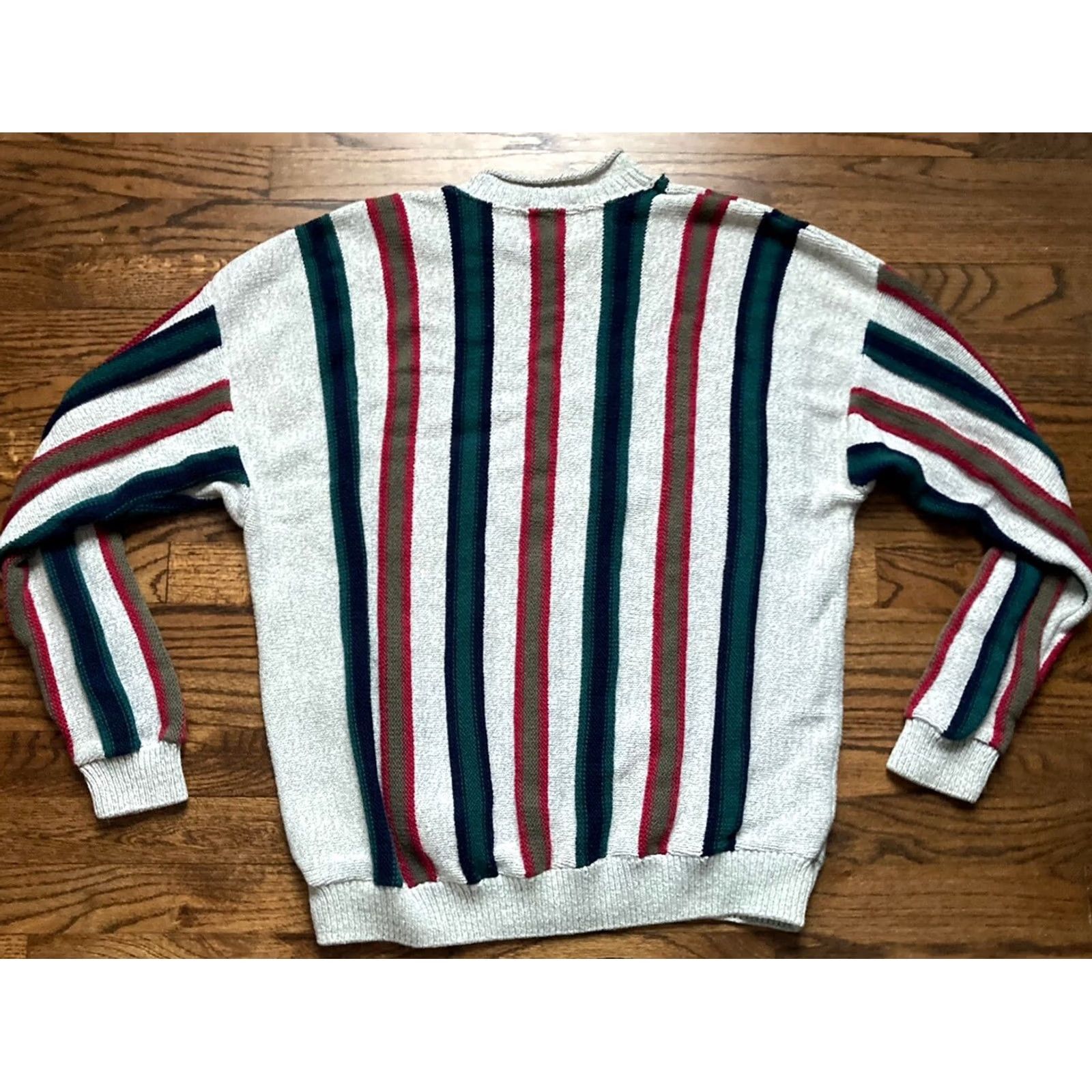 Vintage VINTAGE Liberty Sweater Shirt Men XL Gray 90s Knit Roll Neck Plaited United Statesmade Knit Cotton Stripes Size US XL / EU 56 / 4 - 8 Thumbnail
