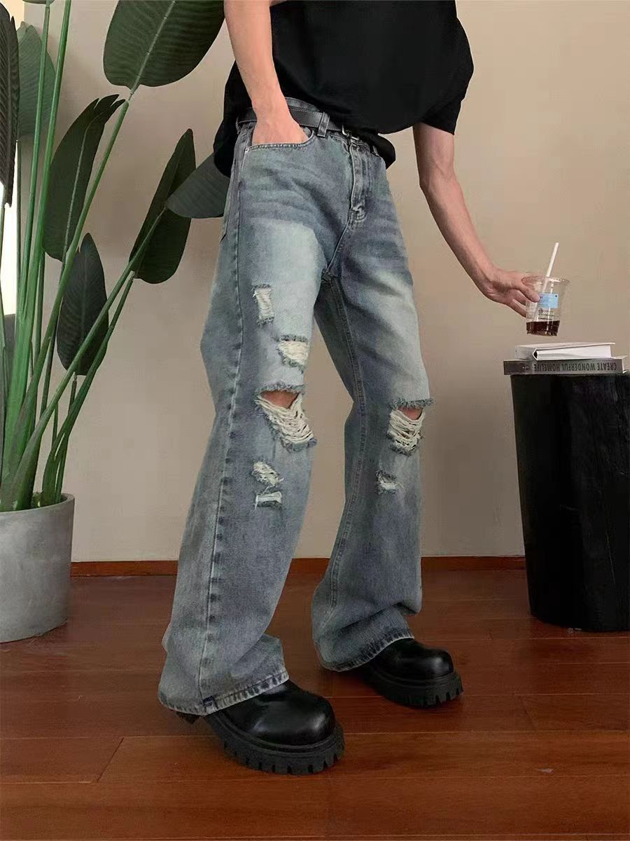 Japanese Brand × Jean Vintage hip-hop washed ripped micro flare jeans Size US 34 / EU 50 - 1 Thumbnail