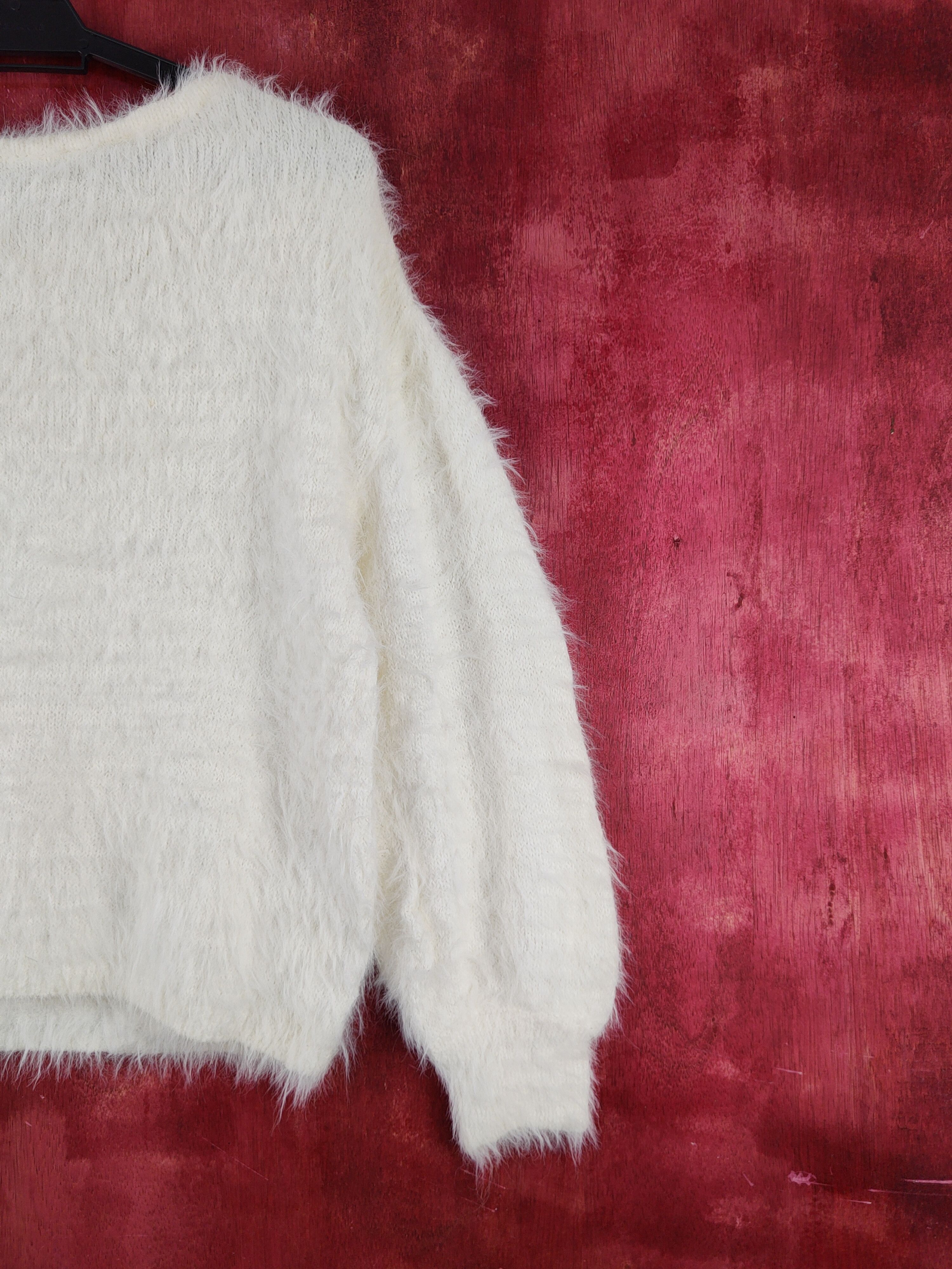 Homespun Knitwear Glacier Ivory Shag Shaggy Fur Mohair Knitwear #S2081 Size M / US 6-8 / IT 42-44 - 9 Thumbnail