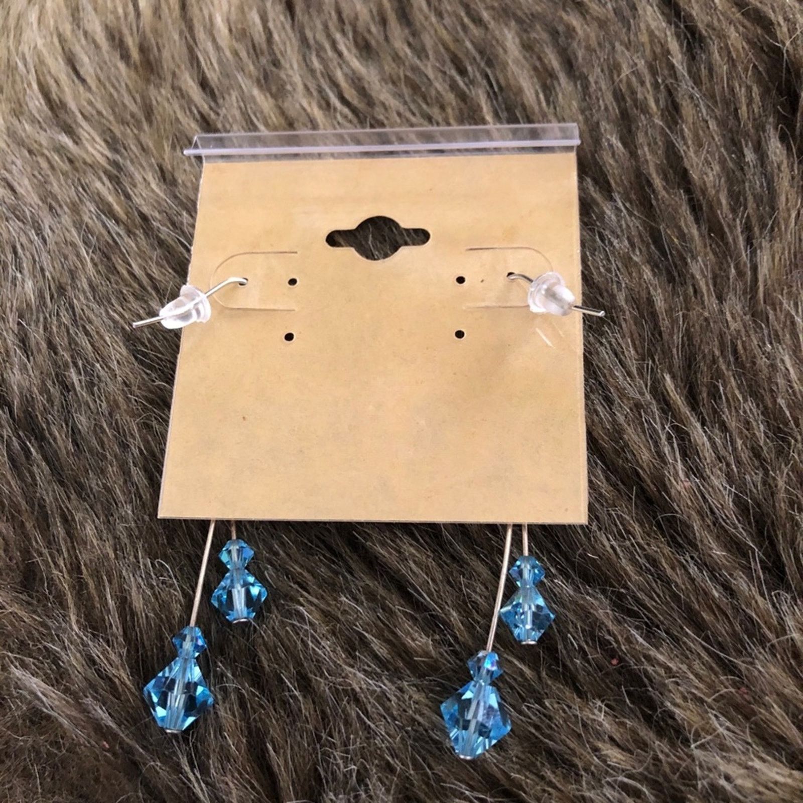Vintage Vintage repurpose blue glass crystal drop earrings Size ONE SIZE - 4 Thumbnail