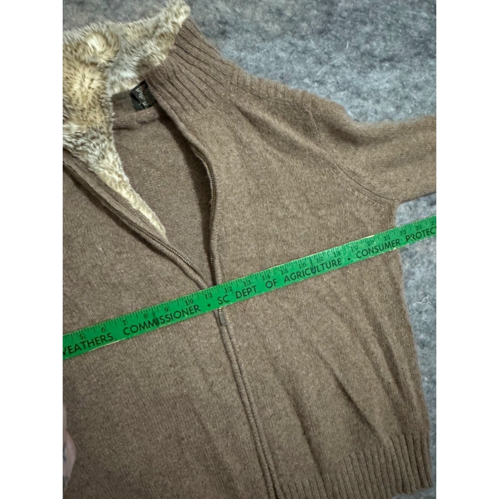 Eddie Bauer Eddie Bauer Women's XL Wool Alpaca Full Zip Sweater Jacket Fur Trim Mock Neck Brown Solid Size XL / US 12-14 / IT 48-50 - 6 Thumbnail