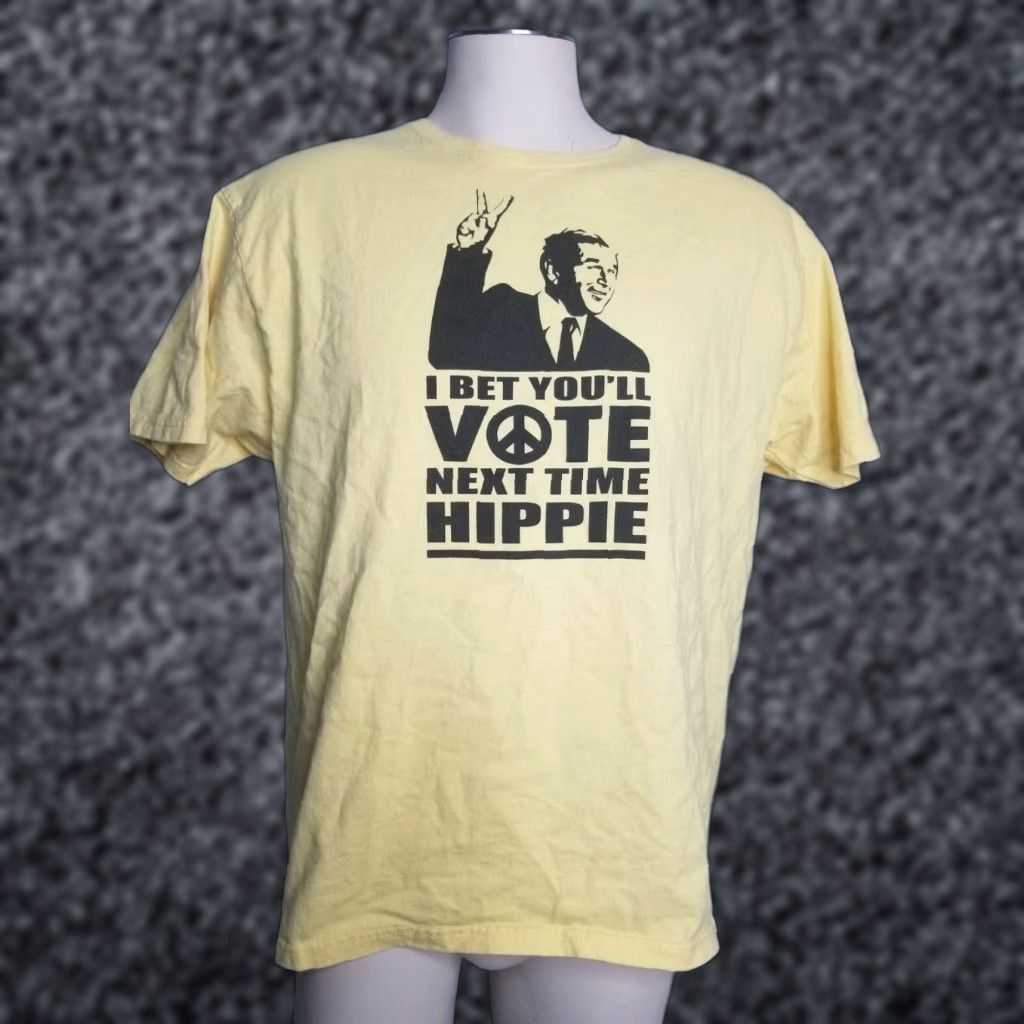 George VINTAGE George W. Bush I Bet You'll Vote Next Time Hippie T Shirt XL Women Yellow Graphic 1990s Mens Women Size XL / US 12-14 / IT 48-50 - 1 Thumbnail