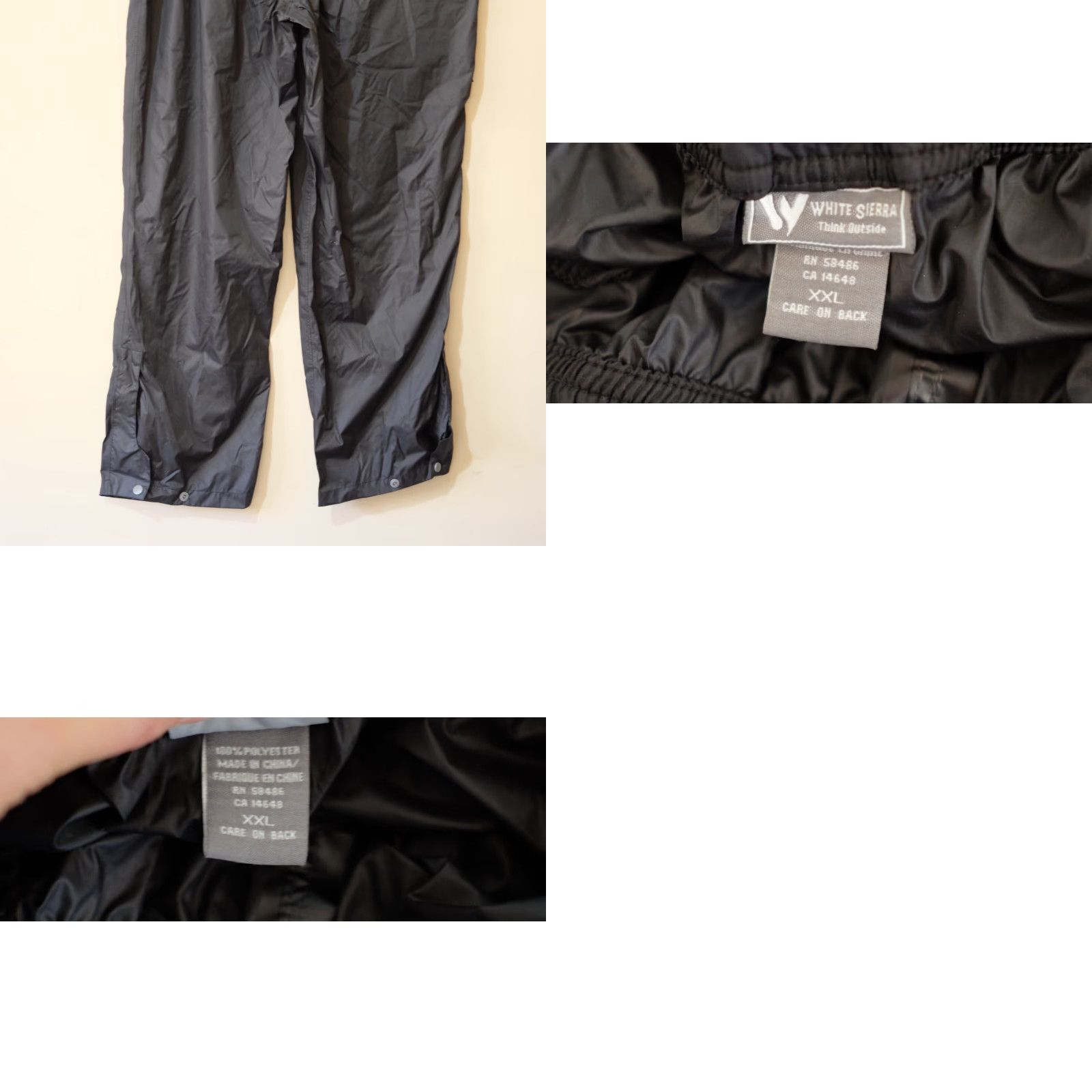 Rains NWT! White Sierra Think Outside Hiking Rain Pants Waterproof Men's XXL Black Rain Pants Waterproof Breathable Lightweight Zip Pockets VINTAGE? (No) Size US 34 / EU 50 - 8 Thumbnail