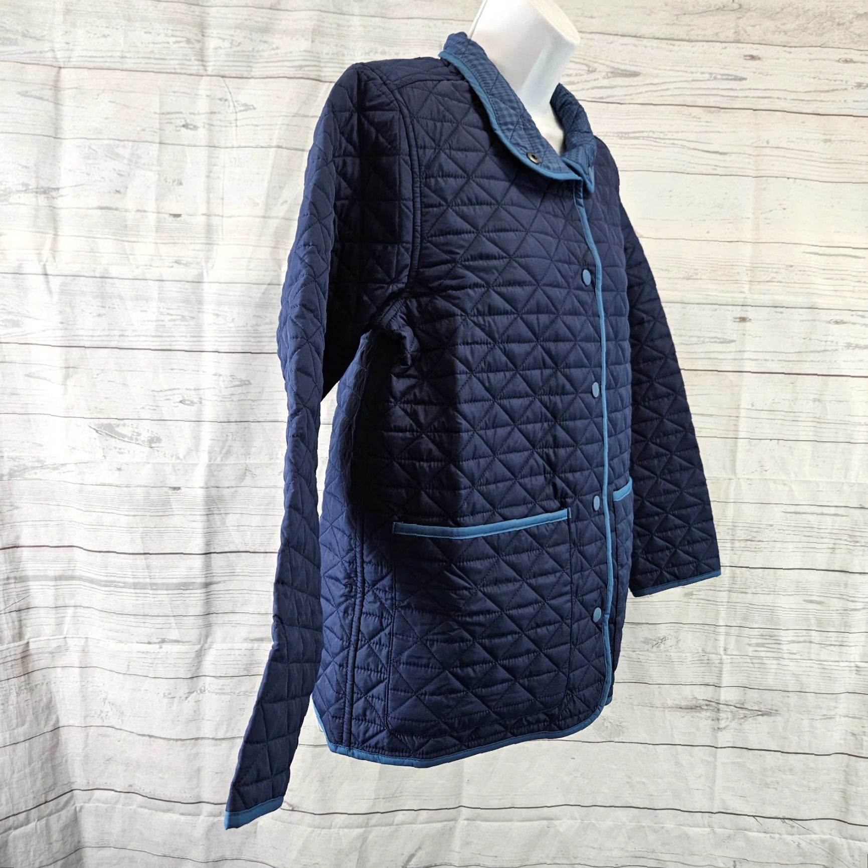 Lands' End VINTAGE Lands End Womens Quilted Reversible Jacket Sz Small Blue Snap Buttons Size S / US 4 / IT 40 - 3 Thumbnail