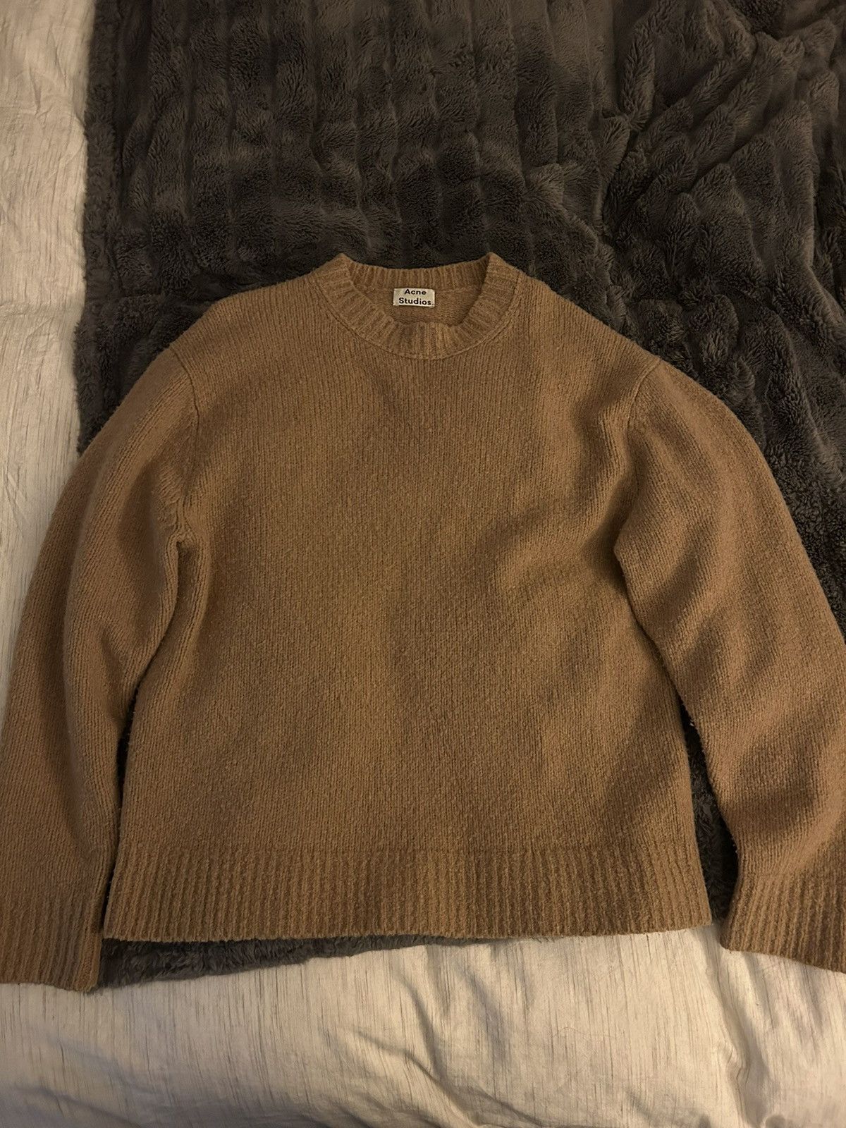 image of Acne Studios Wool Cashmere Blend Sweater in Brown, Men's (Size Medium)