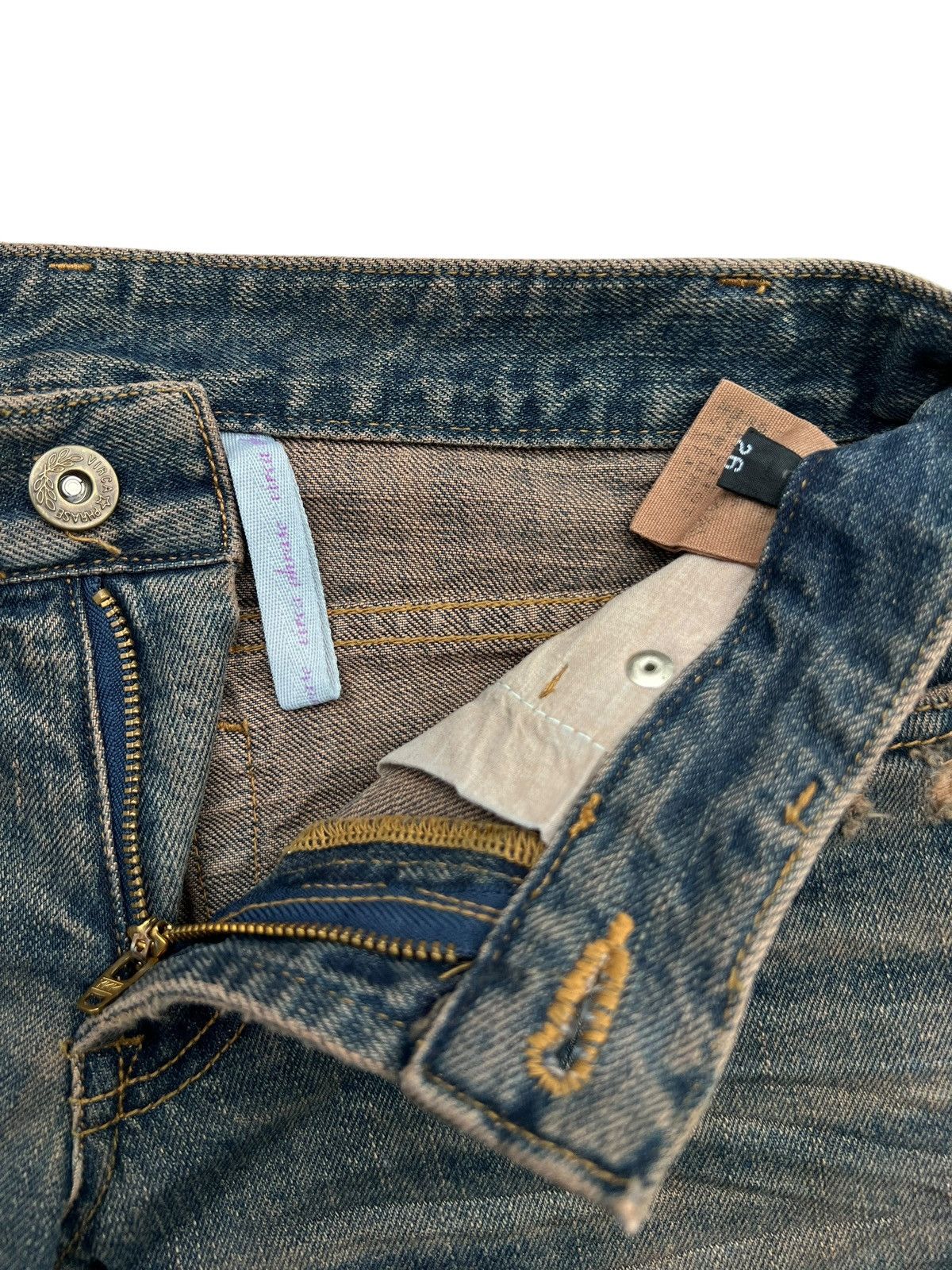Japanese Brand Virca Lowrise Mudmax Distressed Denim Flare Jeans 27x33 Size 27" / US 4 / IT 40 - 8 Thumbnail