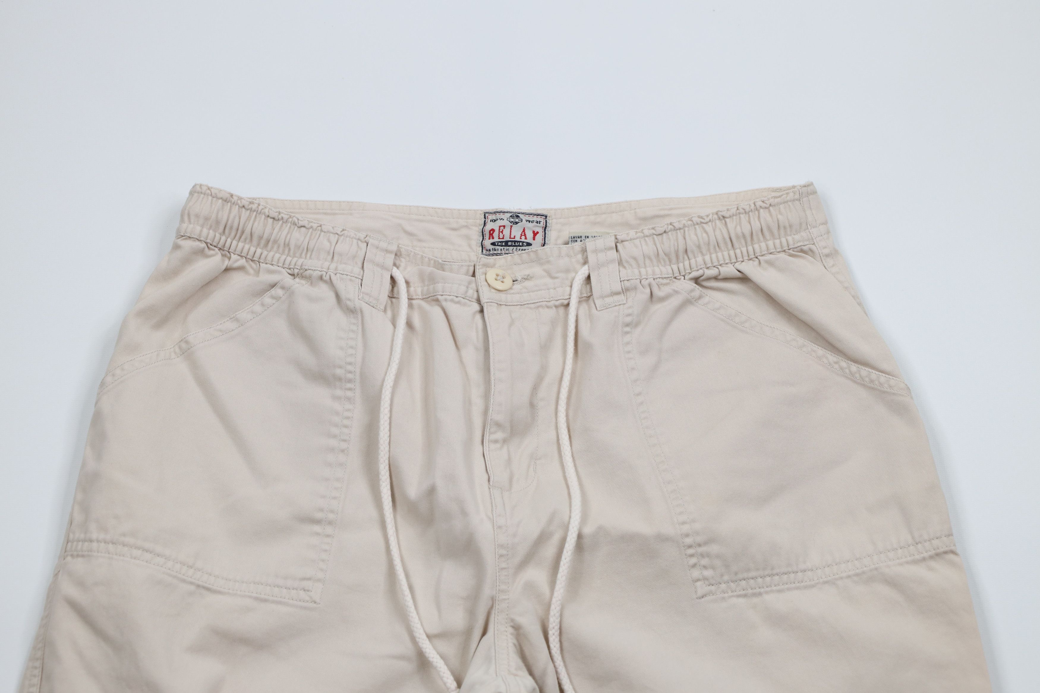 Vintage Vintage 90s Y2K Streetwear Baggy Wide Leg Cargo Pants Beige Size 36" / US 14 / IT 50 - 2 Thumbnail