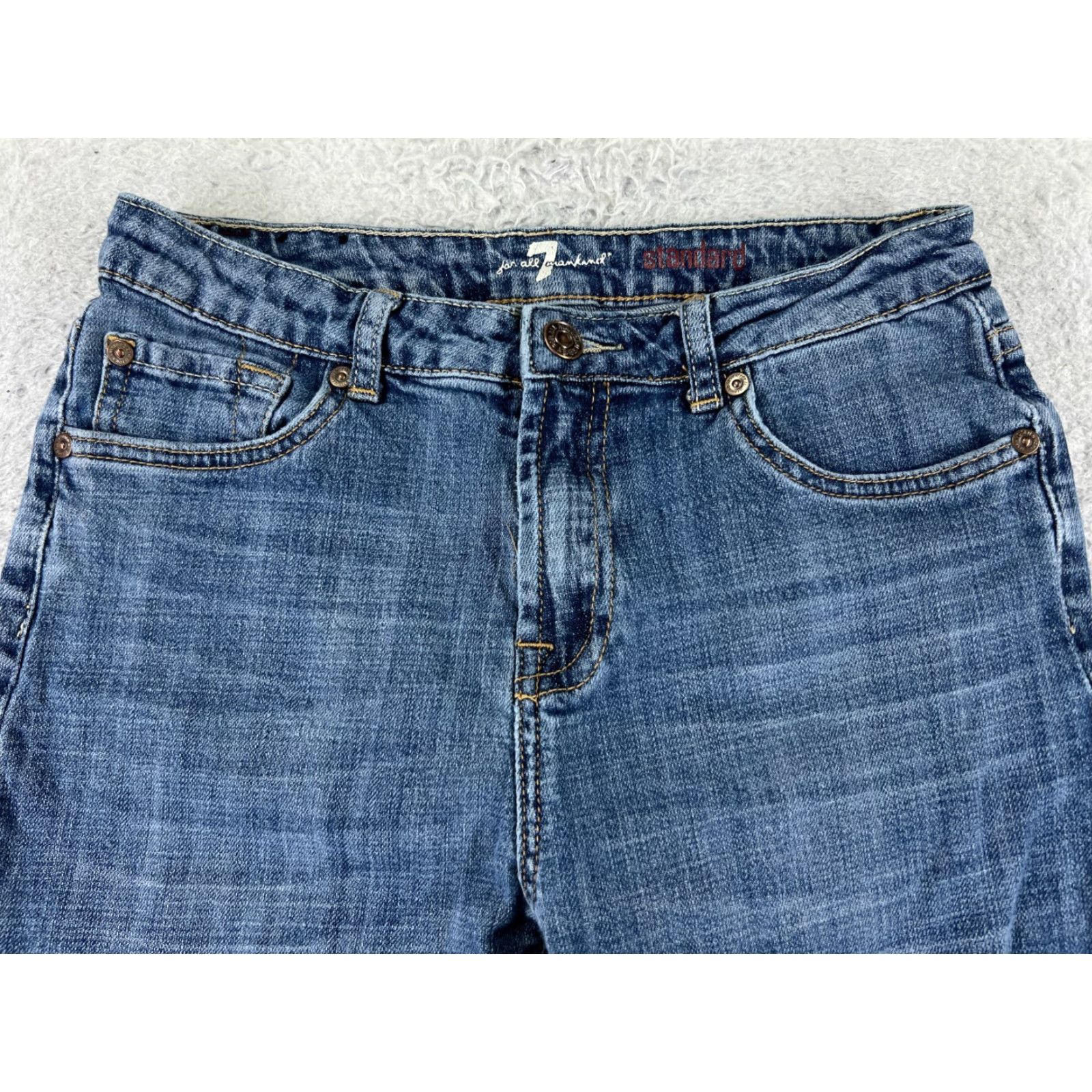 7 For All Mankind 7 For All Mankind Jeans Women 16 Blue Denim Mid Rise Straight 5-Pocket Cotton Denim Shirt? Size 38" / US 16 / IT 52 - 4 Thumbnail