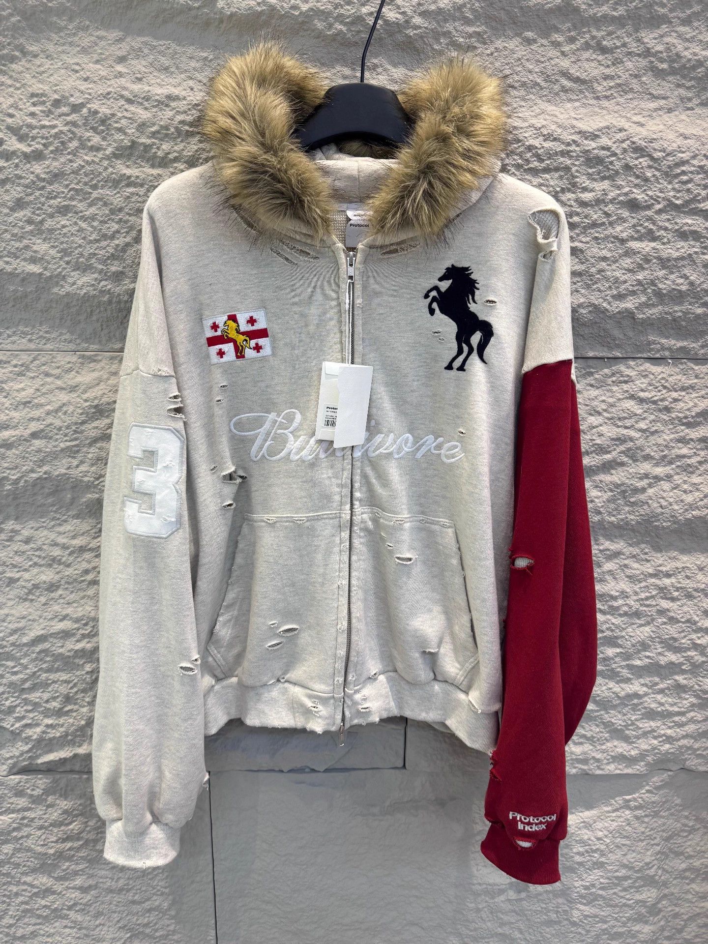Other PROTOCOL INDEX FW25 Distressed Back Letter CB Slv Hoodie Size XS / US 0-2 / IT 36-38 - 1 Thumbnail