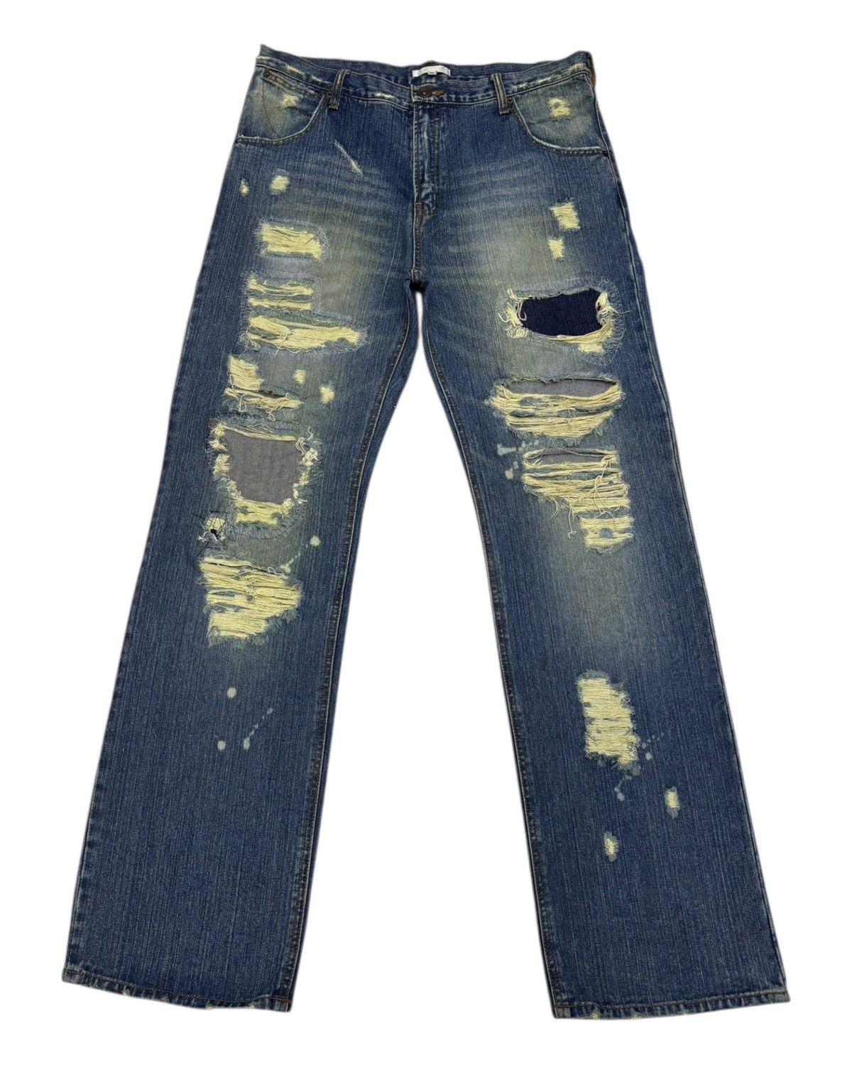 Helmut Lang RARE🔥EXHIBITIONIST PATCHWORK DISTRESSED DENIM JEANS Size US 34 / EU 50 - 1 Thumbnail