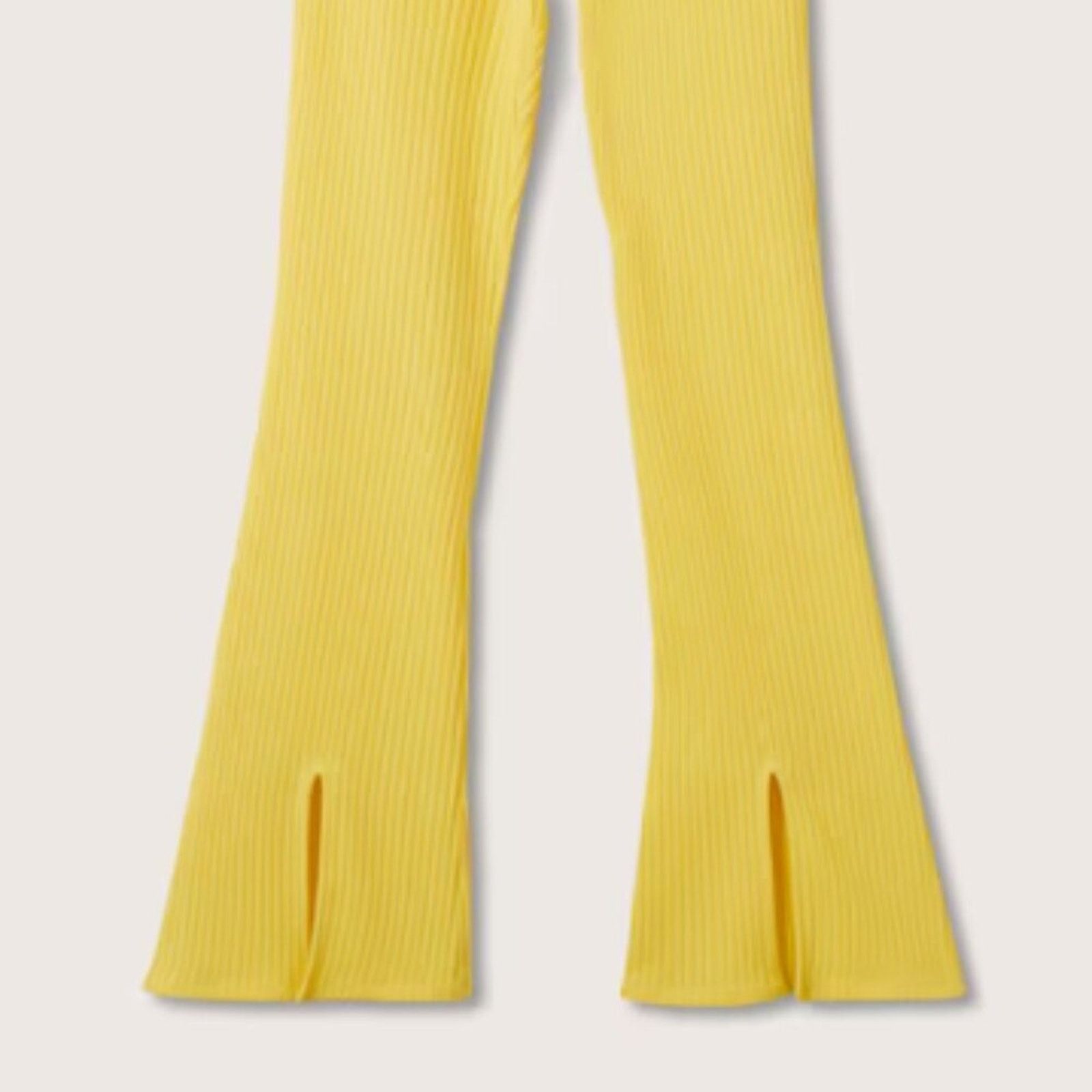 Mango Mango MNG Side Slit Knit Pants Yellow NWT Large Size 34" / US 12 / IT 48 - 10 Thumbnail