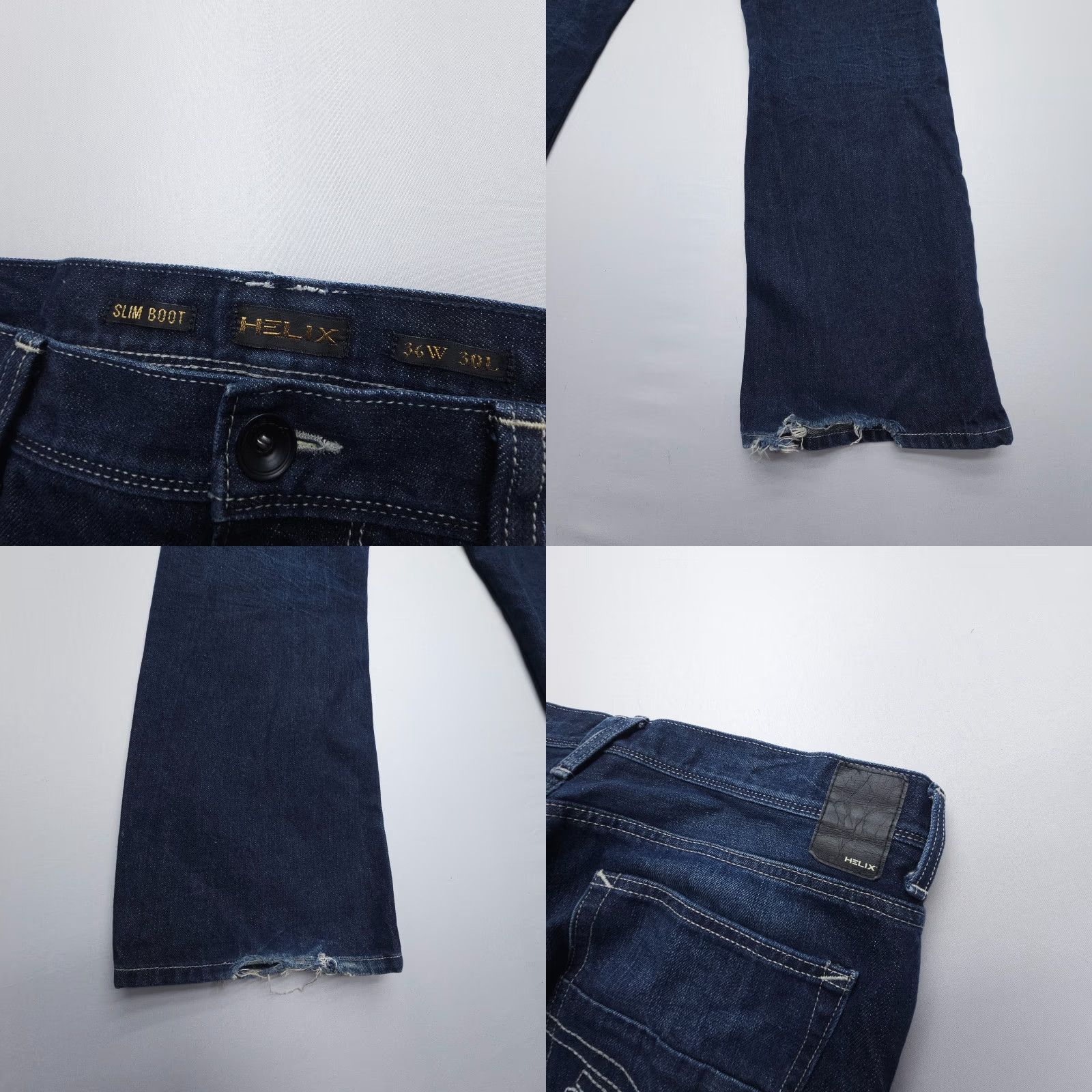 Denime Helix Slim Boot Jeans Mens 36 x 30 Dark Wash Denim 100% Cotton Western Workwear Jeans Slim Bootcut Pocket Design Mens Blue Regular 30 Inseam 5-Pocket Size US 36 / EU 52 - 8 Thumbnail