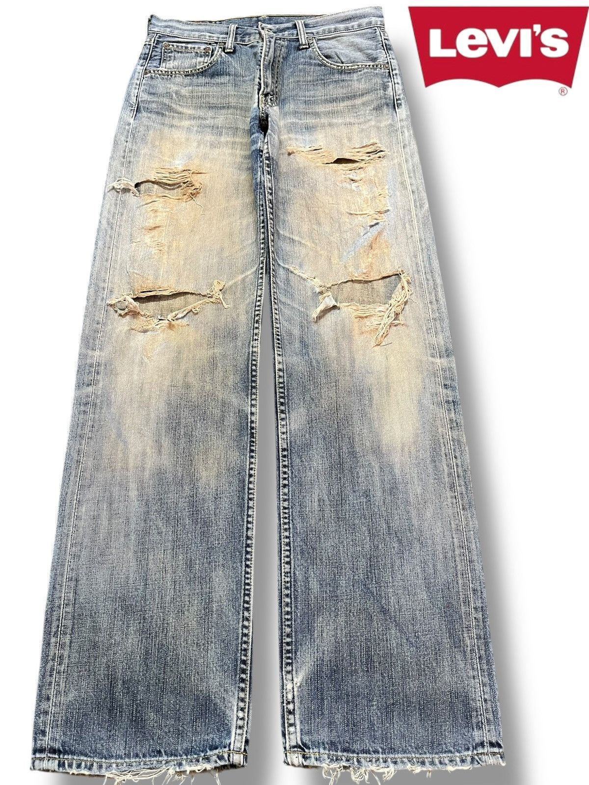 Levi's Vintage Clothing Vintage Levi’s 503 Baggy Wide Leg Mudwash Ripped Denim Size US 30 / EU 46 - 1 Thumbnail