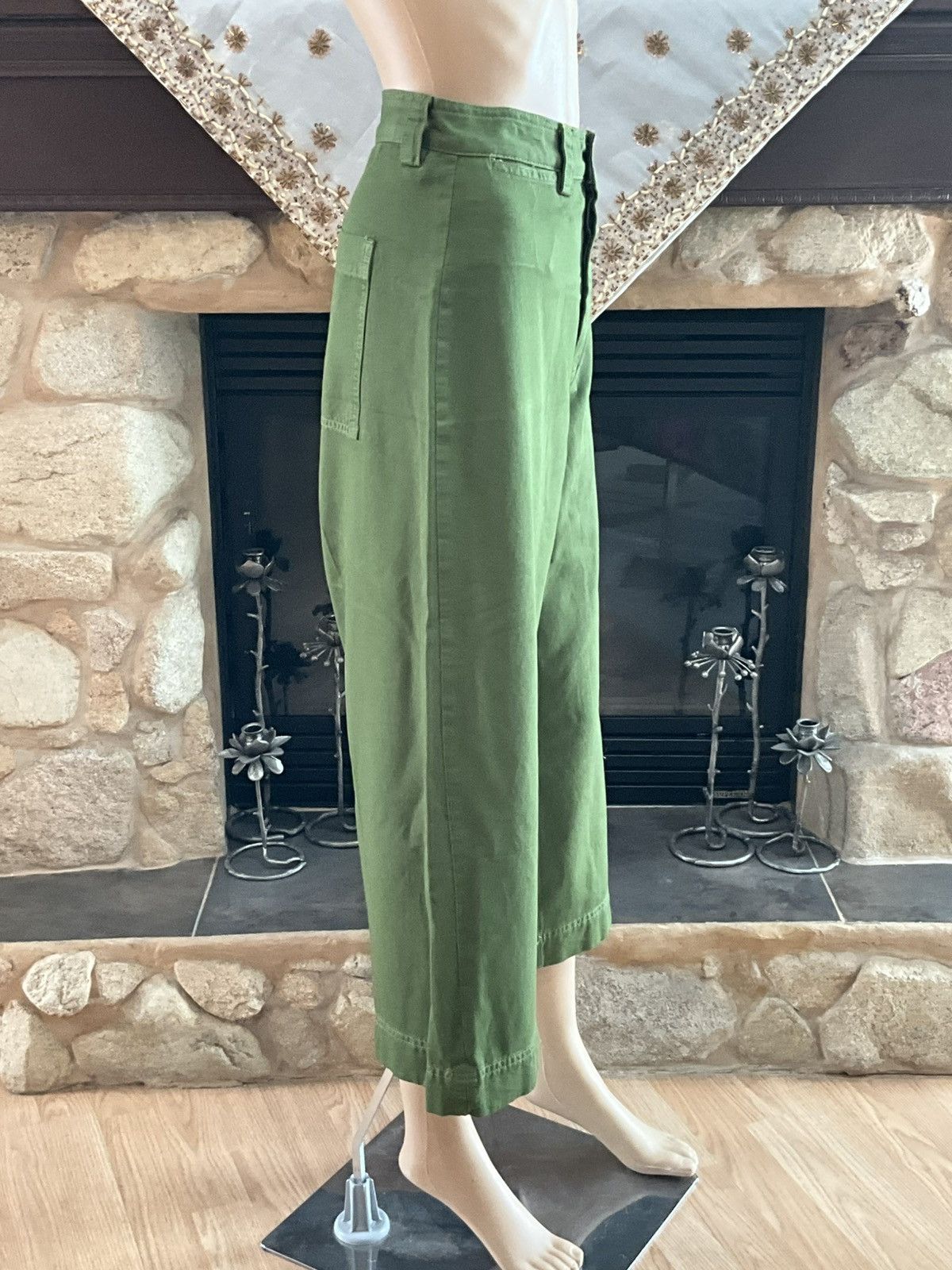 Free People Free People Green Wide-Leg Cropped Pants Size 30" / US 8 / IT 44 - 7 Thumbnail