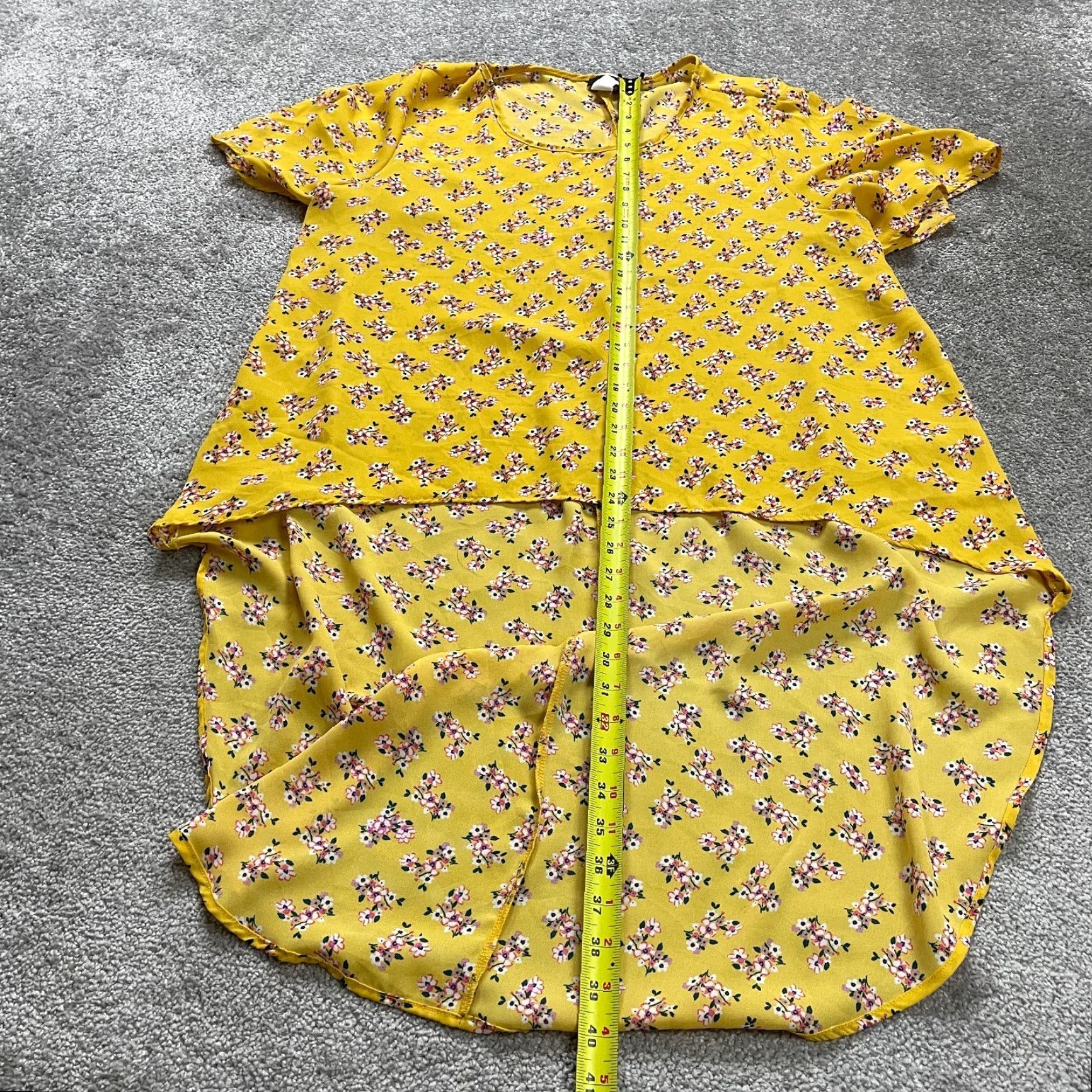 Vintage VINTAGE? No — use original: Minette Blouse Top Women 3XL Yellow Floral Round Neck Short Sleeve Casual Size XXL / US 16-18 / IT 52-54 - 6 Thumbnail