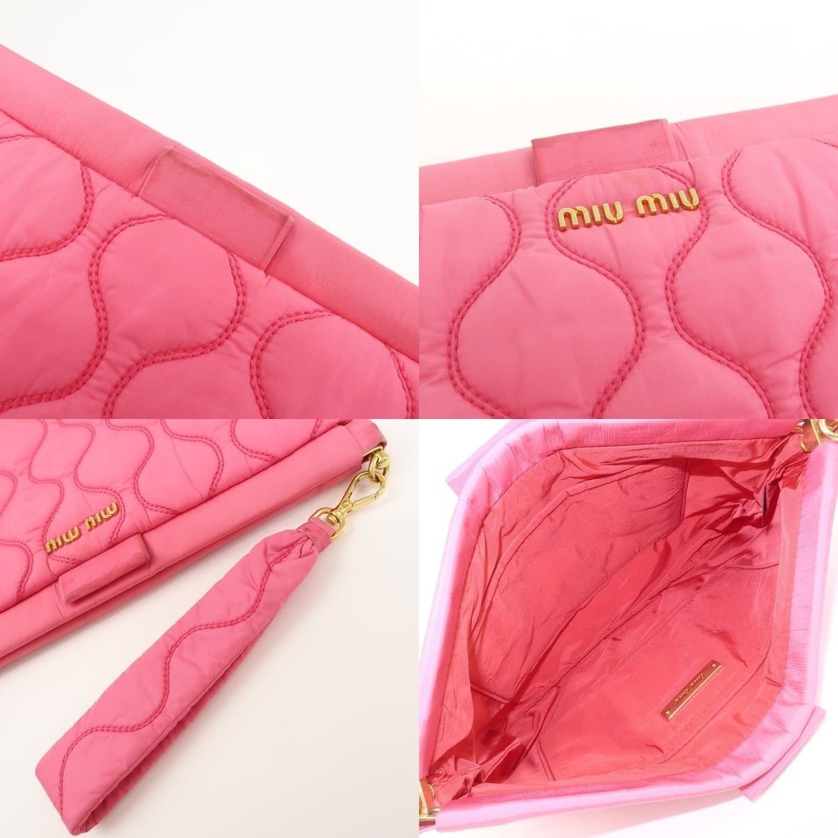Miu Miu Miu Miu Quilted Nylon Wristlet Pink Size ONE SIZE - 6 Thumbnail