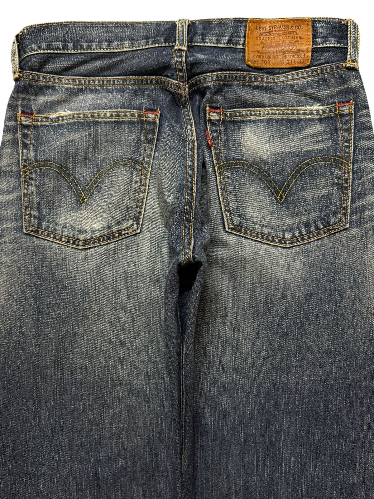 Levi's Vintage Y2K Levis 703 Faded Whiskers Distressed Wide Leg Size US 31 - 4 Thumbnail