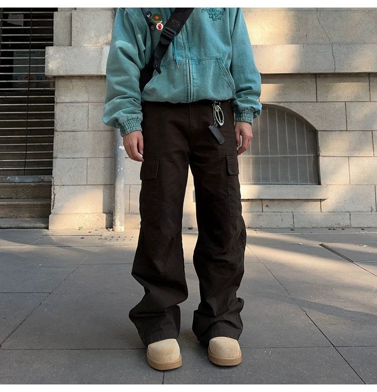 washed faded loose baggy military cargo pants