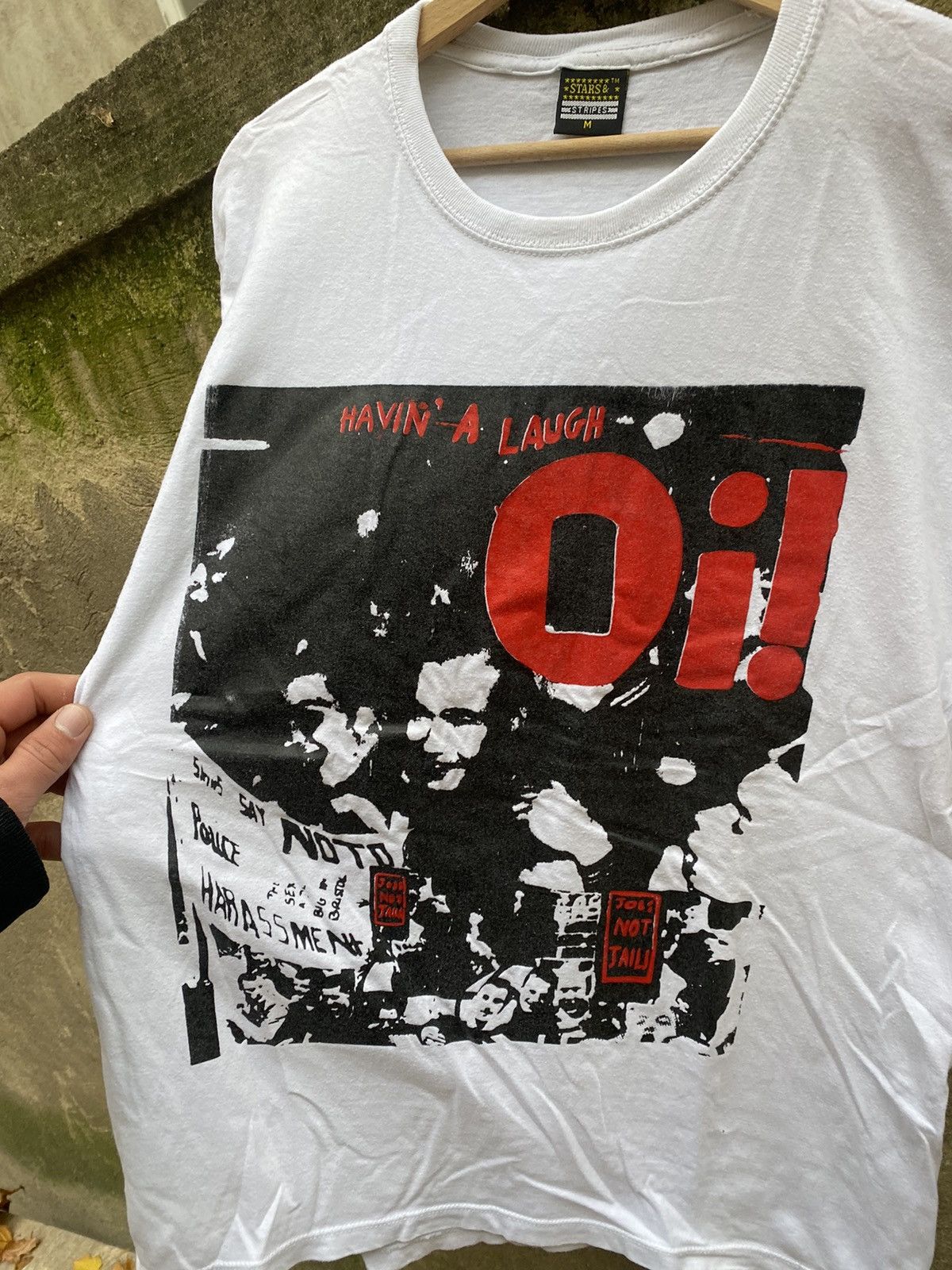 Band Tees × Stars & Stripes × Vintage Oi! Having a Laugh Punk Skinhead T-Shirt Size US M / EU 48-50 / 2 - 3 Thumbnail