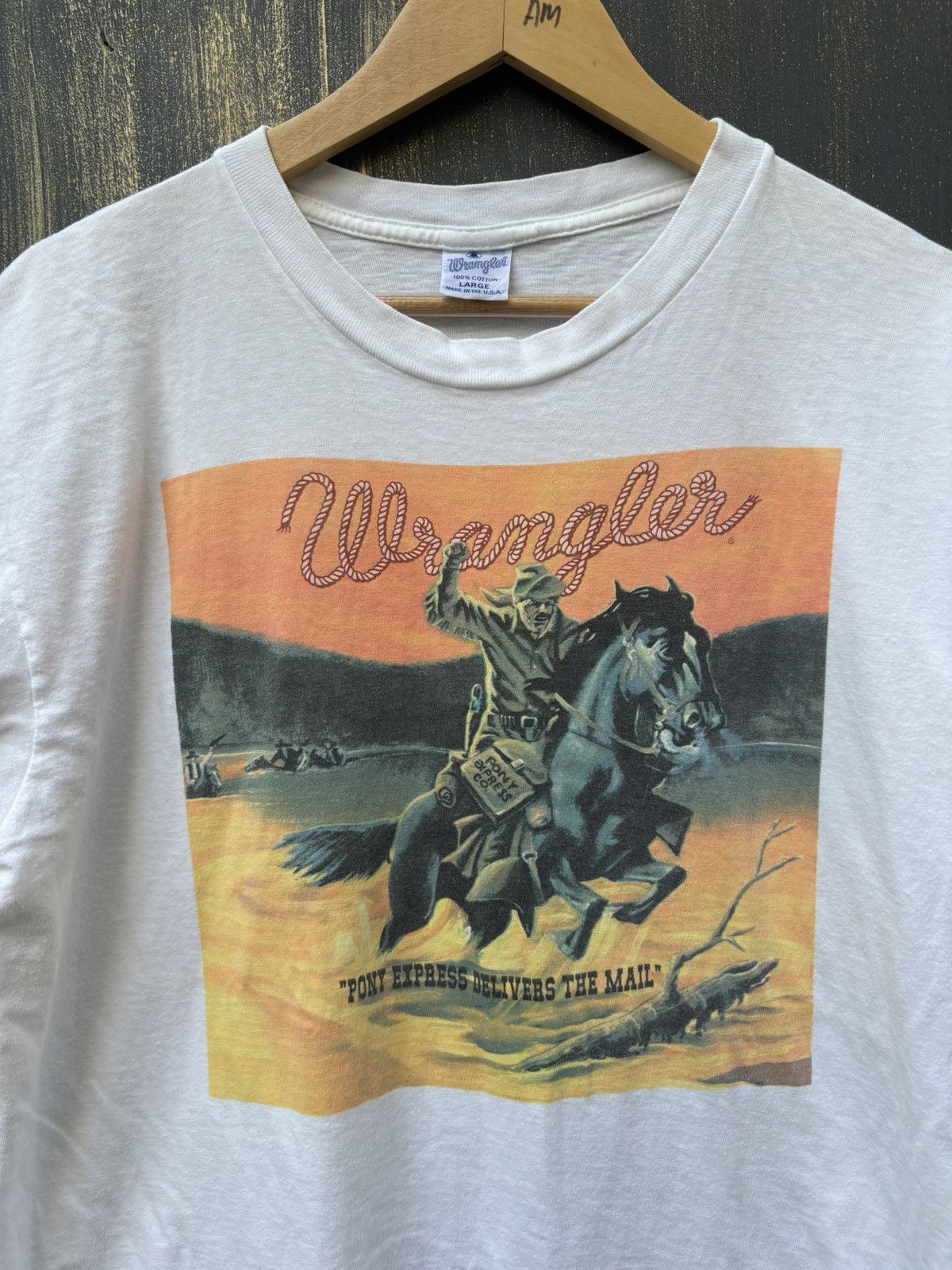 Vintage × Wrangler VERY RARE! Vintage 90’s Wrangler Art Shirt Cowboy Size US L / EU 52-54 / 3 - 4 Thumbnail
