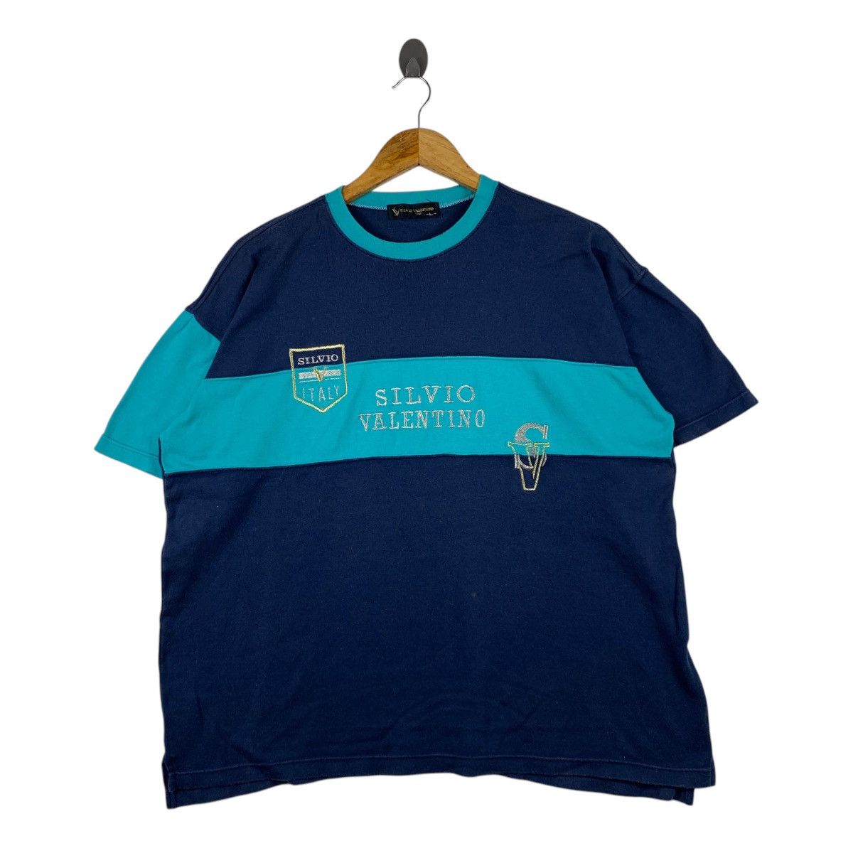 Valentino × Vintage Vintage SILVIO VALENTINO Italy Italian Designer Big T-Shirt Size US L / EU 52-54 / 3 - 1 Thumbnail