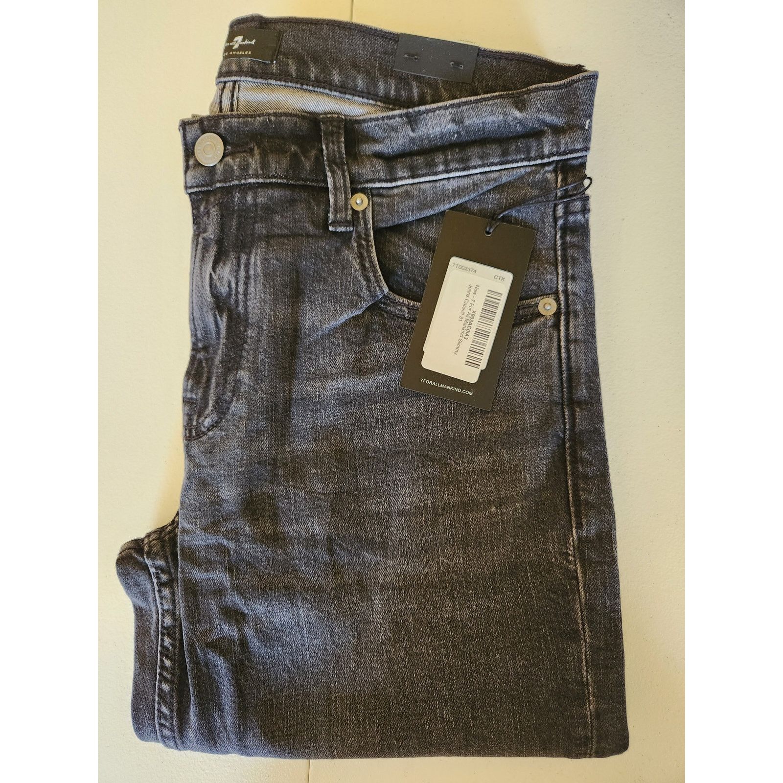 7 For All Mankind 7 For All Mankind Slimmy Jeans Catskill Black Size 31 Size US 31 - 2 Thumbnail