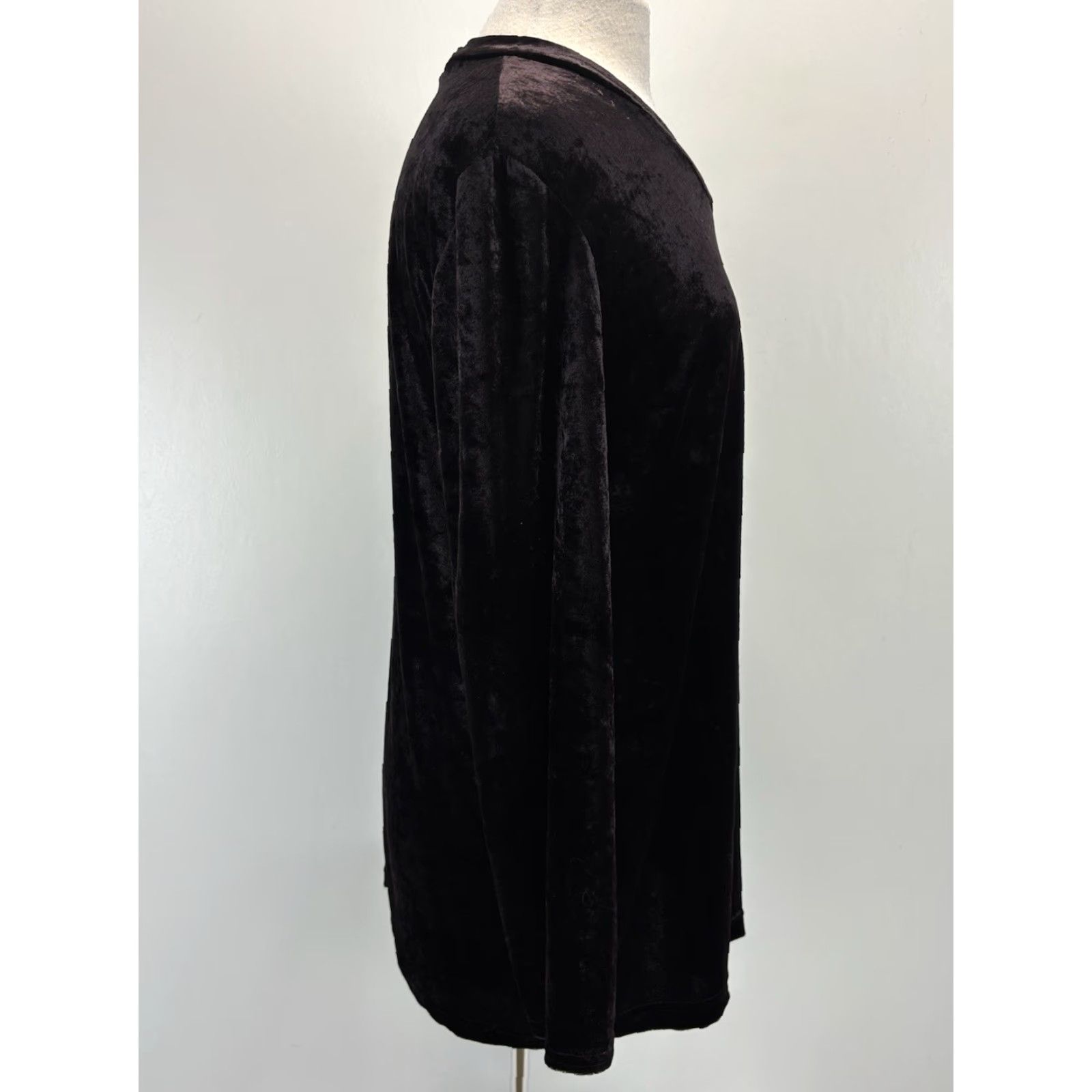 Velvet VINTAGE Chetta B Crushed Velvet Tunic Top 16 Black/brown Purple Goth Retro 90s Womens TUNIC Size XXL / US 16-18 / IT 52-54 - 4 Thumbnail