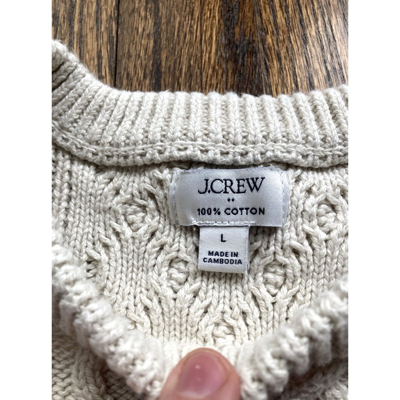 J.Crew VINTAGE J.CREW Sweater Womens Large Ivory Cable-Knit Cotton Classic Preppy Pullover L Womens Size L / US 10 / IT 46 - 5 Thumbnail