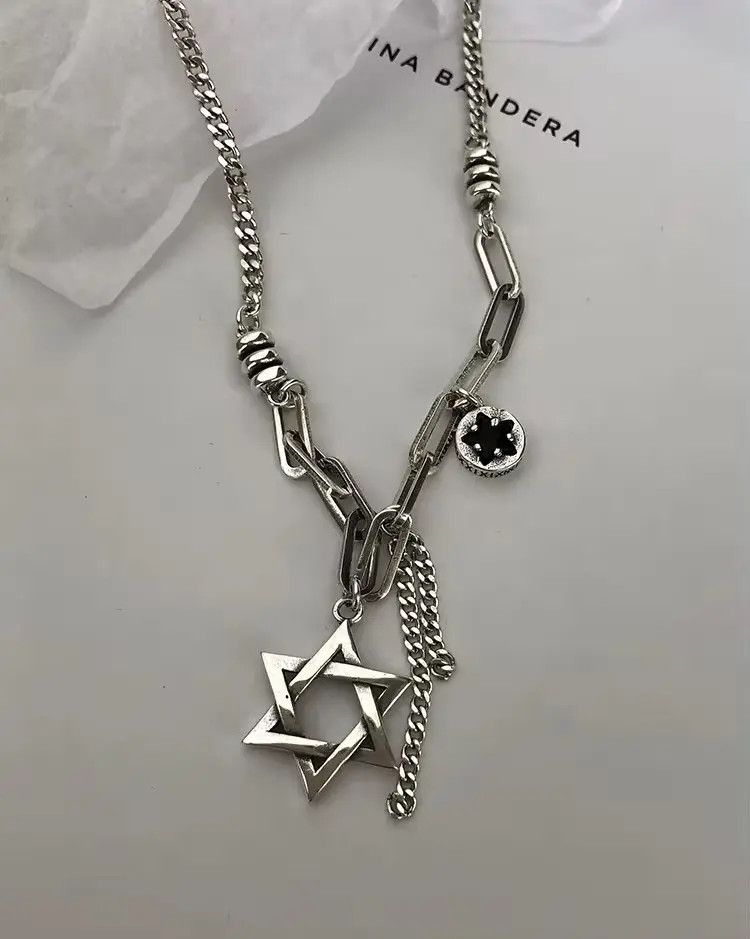 Jewelry Pentagram Thick Chain Necklace Size ONE SIZE - 5 Thumbnail