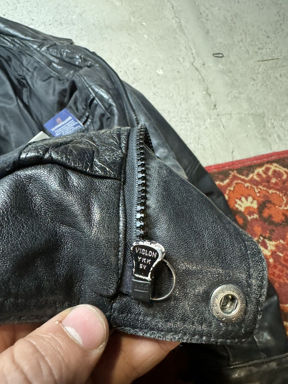 Vintage Vintage Y2K Carlo Santini Leather Opium Faded Bomber Jacket Size US S / EU 44-46 / 1 - 14 Thumbnail