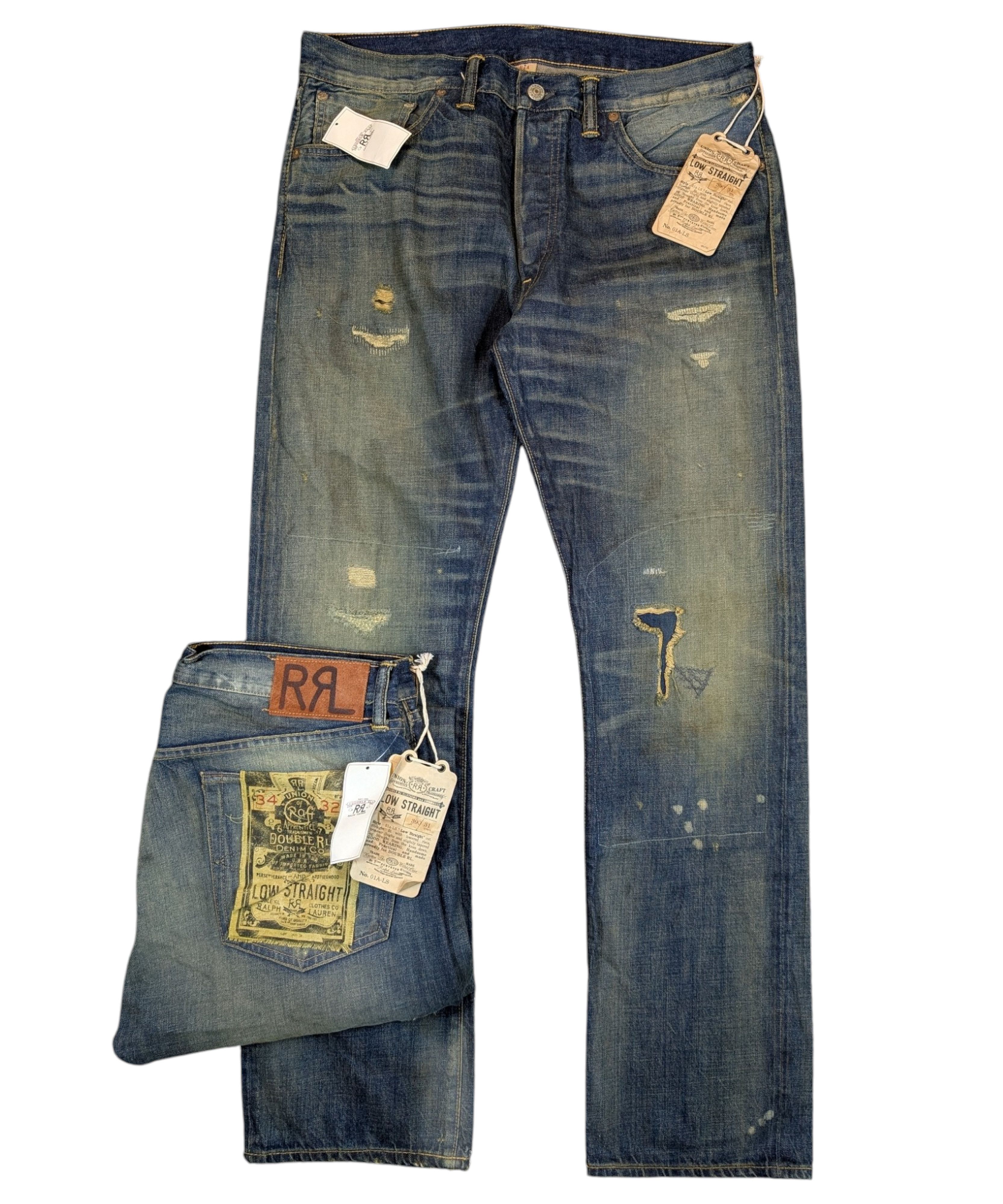 RRL Ralph Lauren NWT RRL Ralph Lauren Distressed Rust Wax Jeans Dust Bowl Size US 34 / EU 50 - 3 Thumbnail