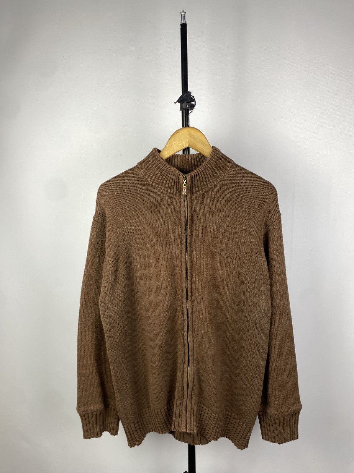 Timberland × Vintage 🤎Vintage 90s Timberland Knit Logo full Zip sweater Size US L / EU 52-54 / 3 - 1 Thumbnail