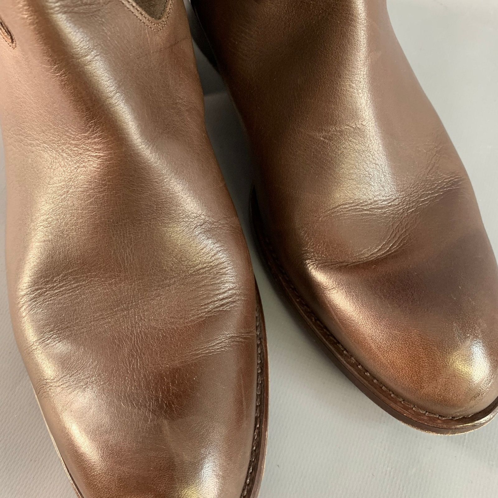 Paul Stuart PAUL STUART 7.5Brown Leather Belted Back Zipper Riding Boots Size US 7.5 / IT 37.5 - 9 Thumbnail