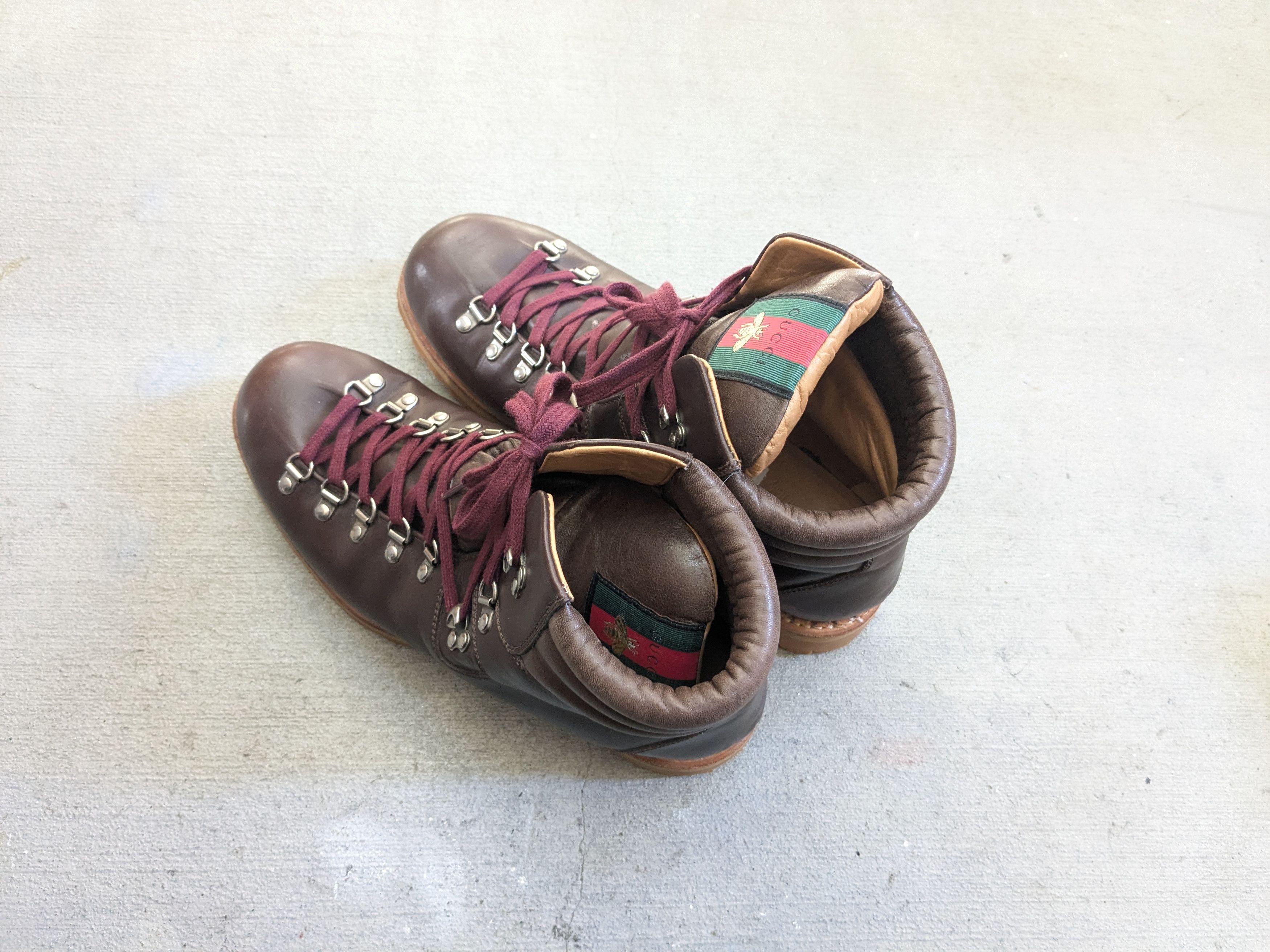 Gucci Gucci Boots Brown 10.5 Leather Rubber Lace Up Size US 10.5 / EU 43-44 - 17 Thumbnail