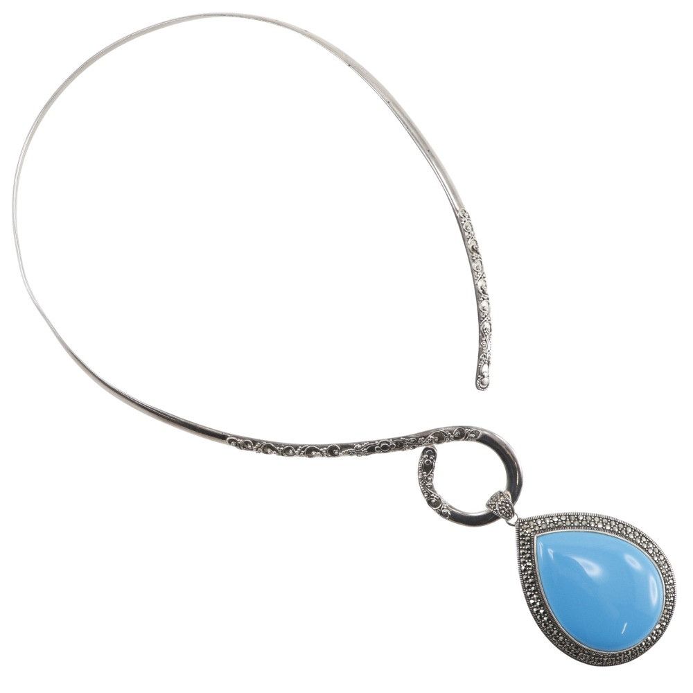 Other Other Silver 925 Turquoise Choker Precious Metal Necklace DUTY FREE for USA Size ONE SIZE - 1 Thumbnail