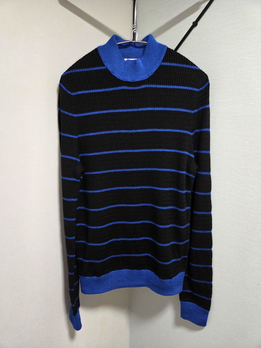 Acne Studios Black and Blue Striped High-Neck Slim Sweater