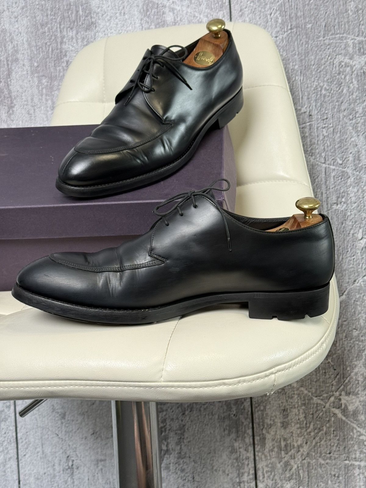Prada Prada Black Leather Apron Toe Derby Men’s Dress Shoes Italy Size US 11 / EU 44 - 12 Thumbnail